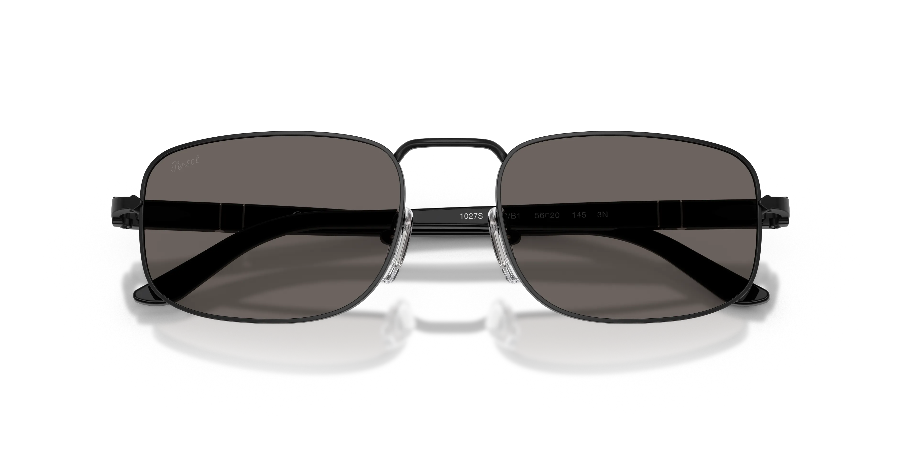 Persol PO1027S 1078B1 Occhiali da sole Metallo Nero Grigio Pillow Normale - immagine 2