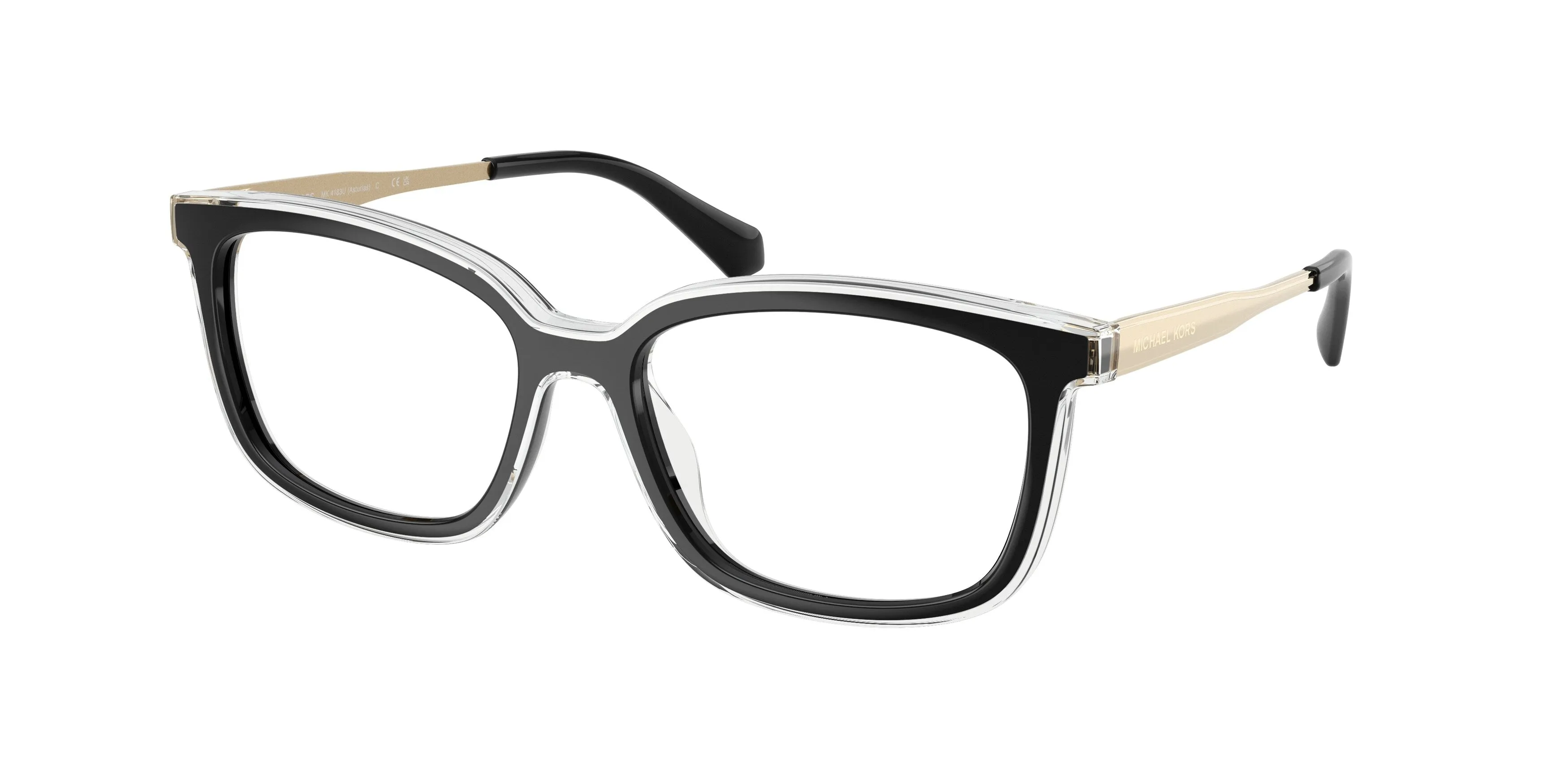 Michael Kors MK4183U ASTURIAS 3005 Montature da vista Iniettato Nero Trasparente Squadrata Normale - immagine 1