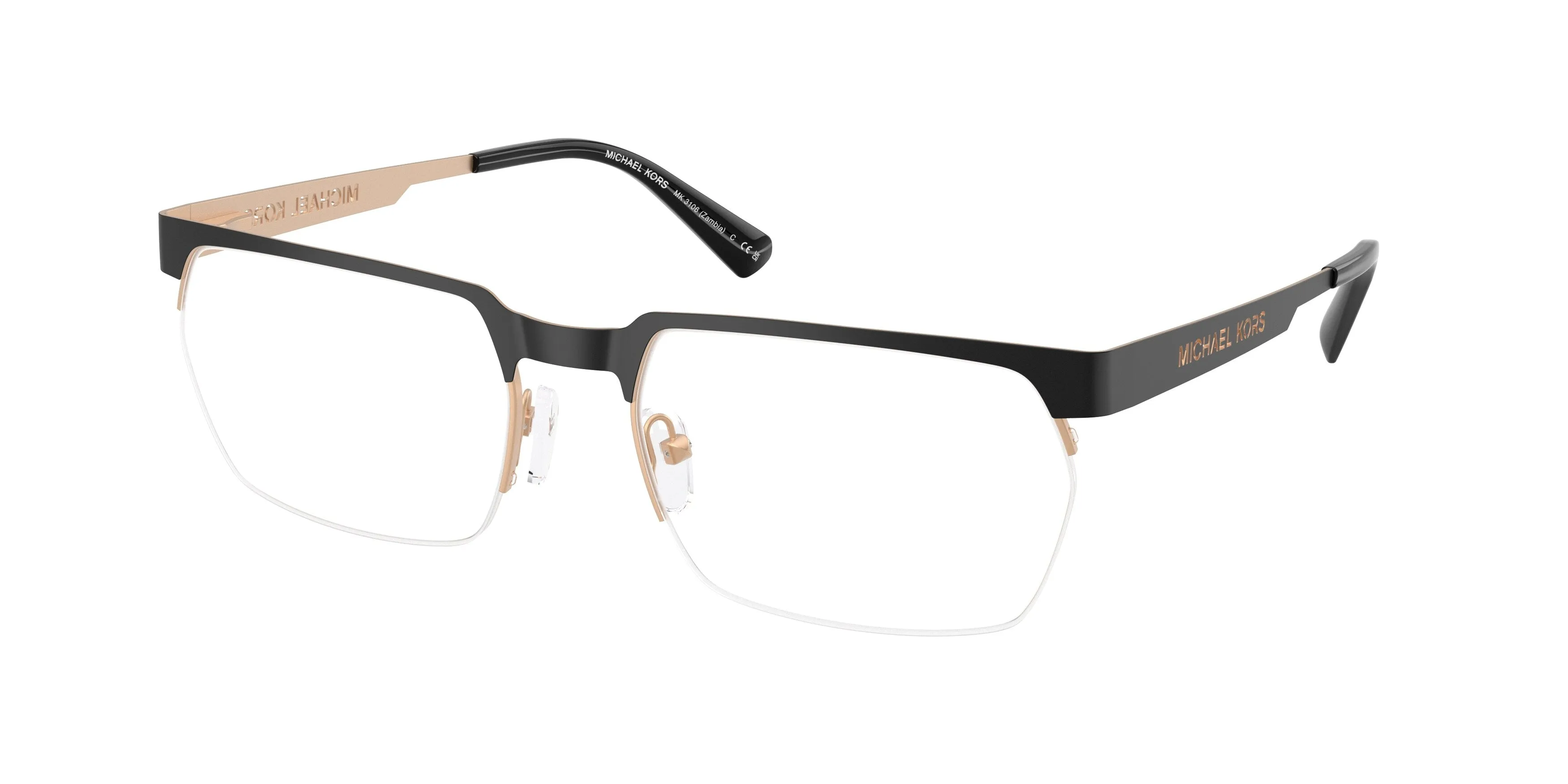 Michael Kors MK3106 ZAMBIA 1005 Montature da vista Metallo Nero Trasparente Squadrata Normale - immagine 1