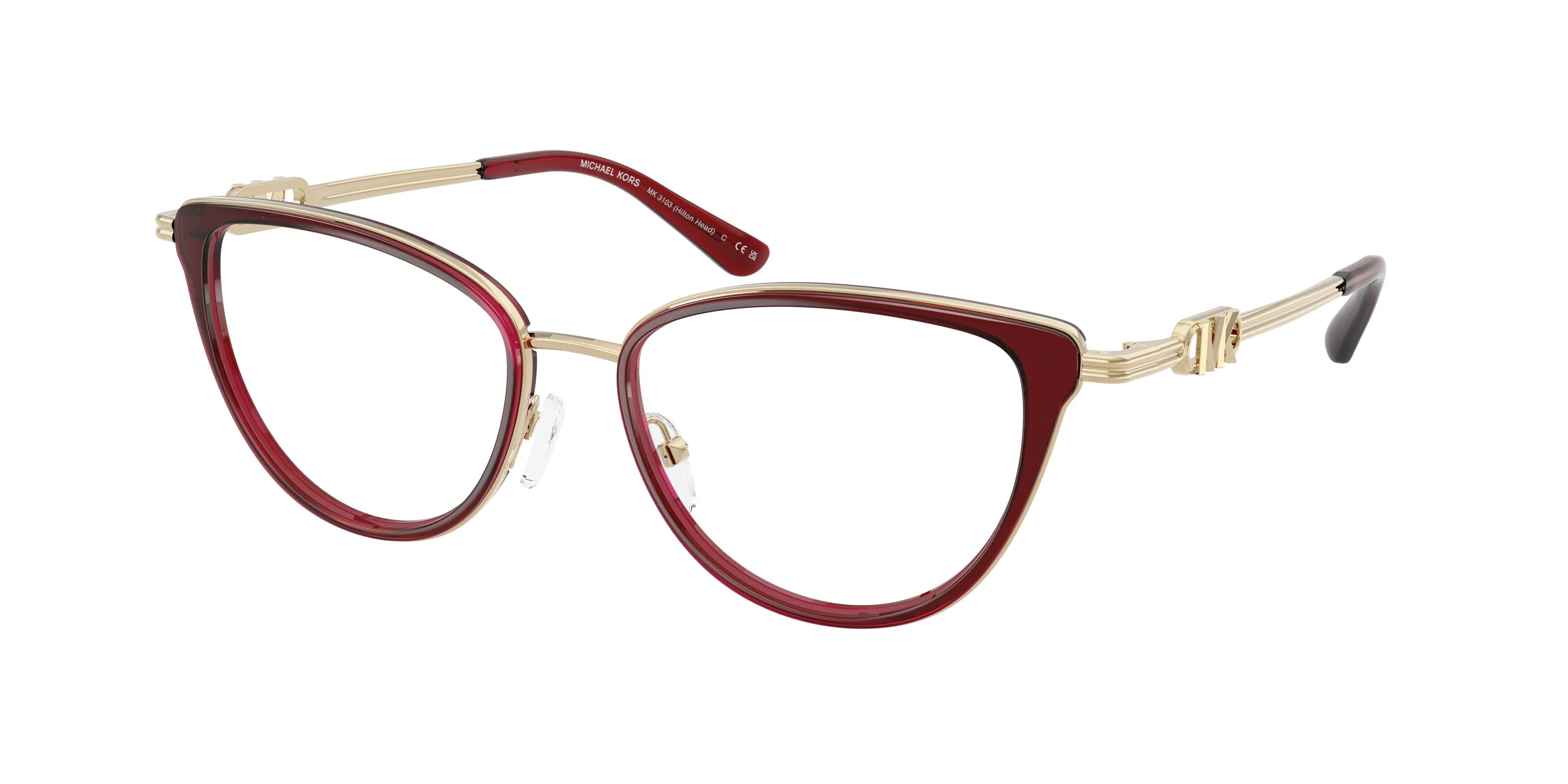 Michael Kors MK3103 HILTON HEAD 3949 Montature da vista Metallo Marrone Trasparente Cat Eye Normale - immagine 1