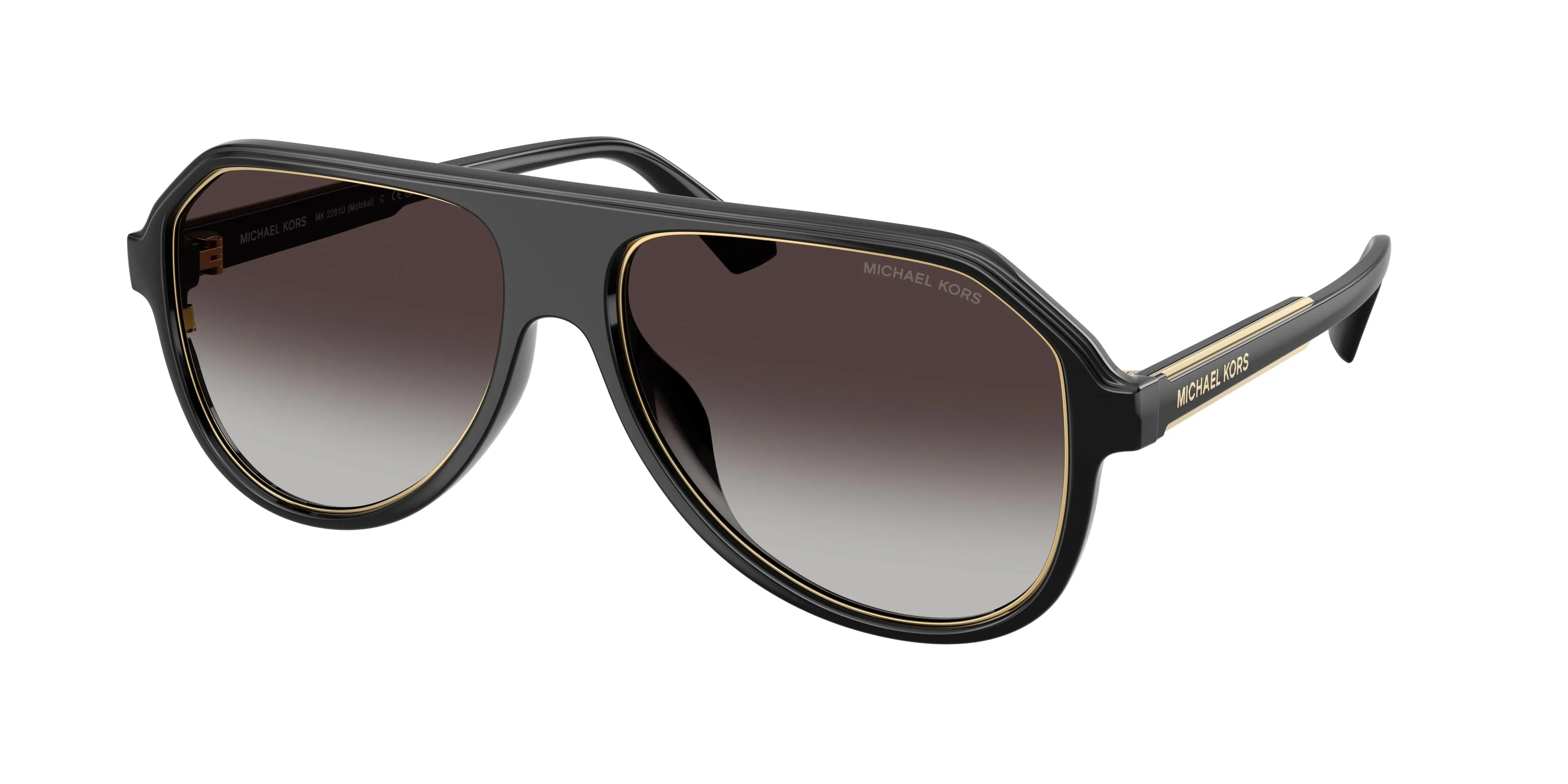 Michael Kors MK2281U MOLOKAI 30058G Occhiali da sole Iniettato Nero Grigio Pilot Normale Sfumato - immagine 1