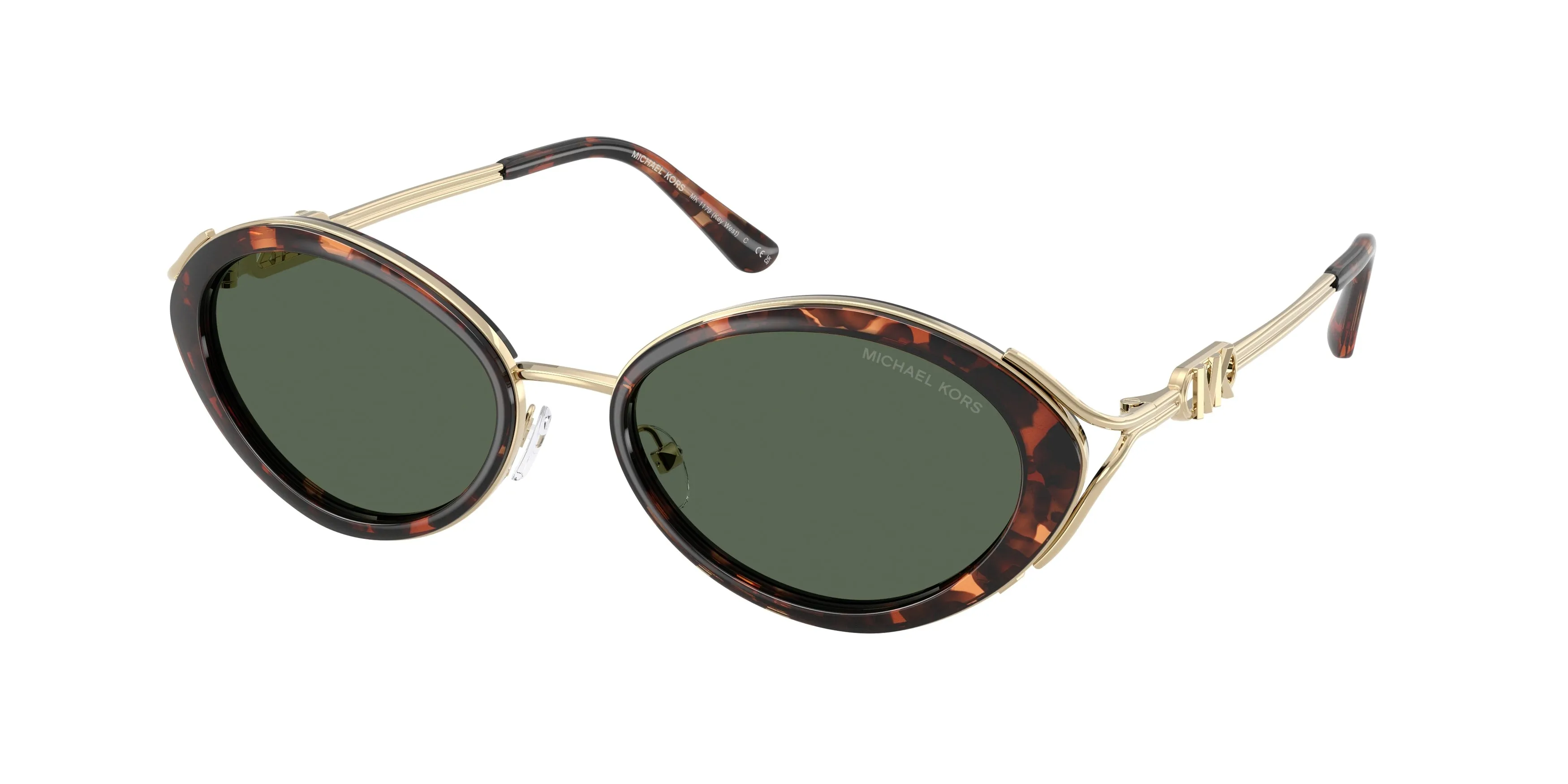 Michael Kors MK1179 KEY WEST 403171 Occhiali da sole Metallo Tartaruga Verde Rotonda Normale - immagine 1