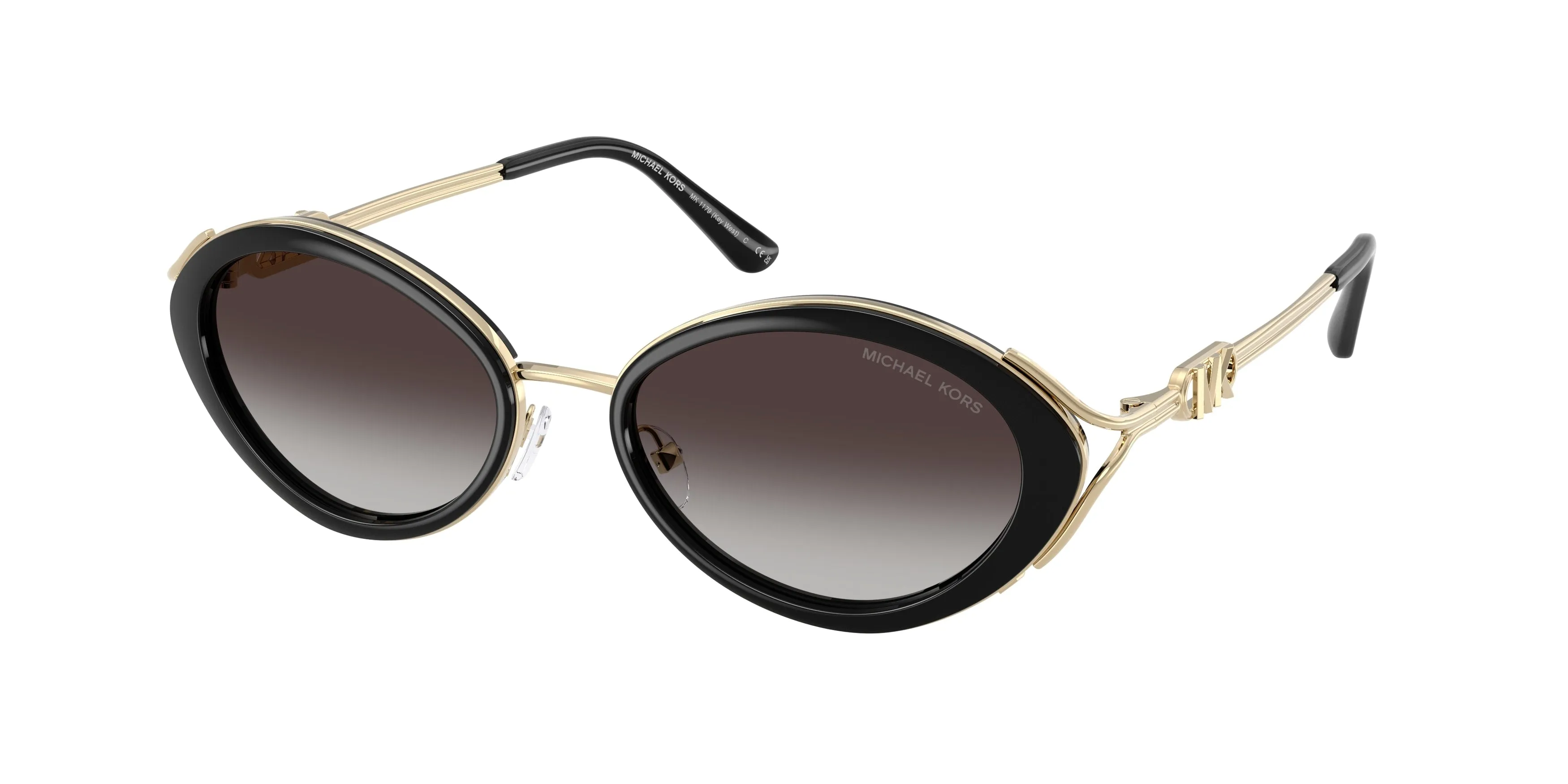 Michael Kors MK1179 KEY WEST 30058G Occhiali da sole Metallo Nero Grigio Rotonda Normale Sfumato - immagine 1