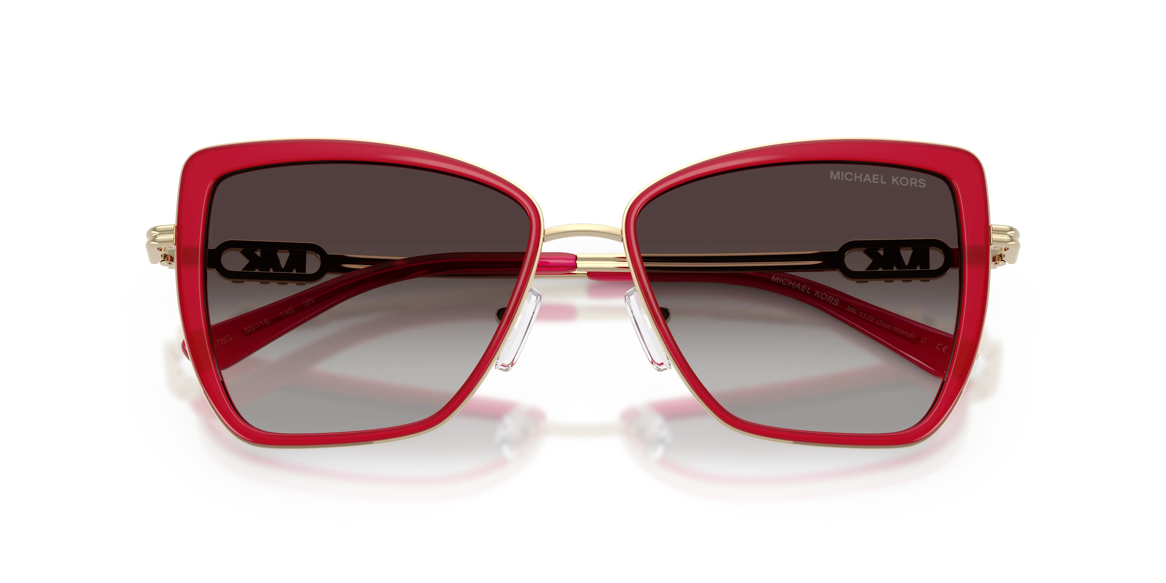 Michael Kors MK1178 SEA ISLAND 40578G Occhiali da sole Metallo Rosso Grigio Farfalla Normale Sfumato - immagine 2