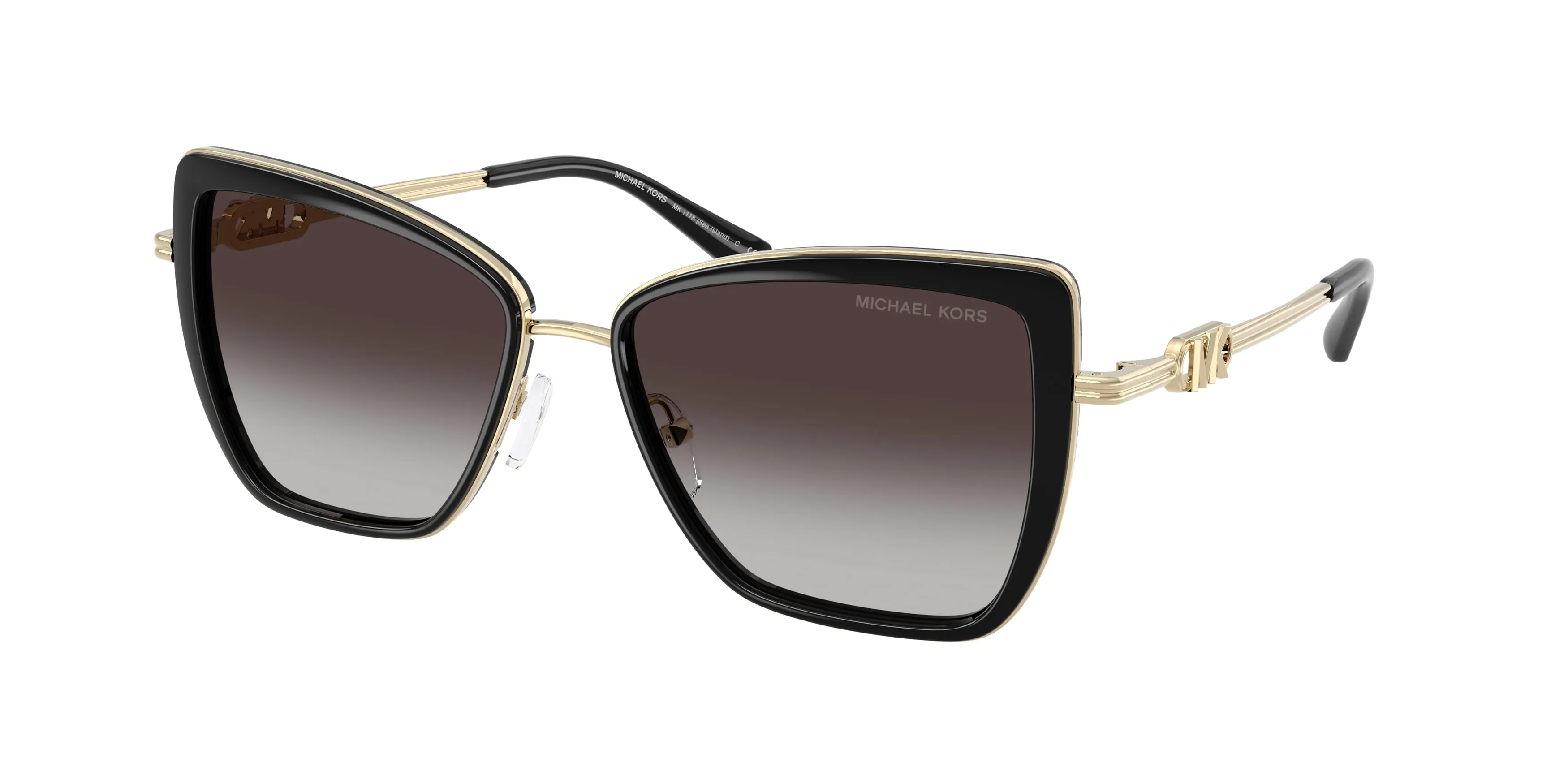 Michael Kors MK1178 SEA ISLAND 30058G Occhiali da sole Metallo Nero Grigio Farfalla Normale Sfumato - immagine 1