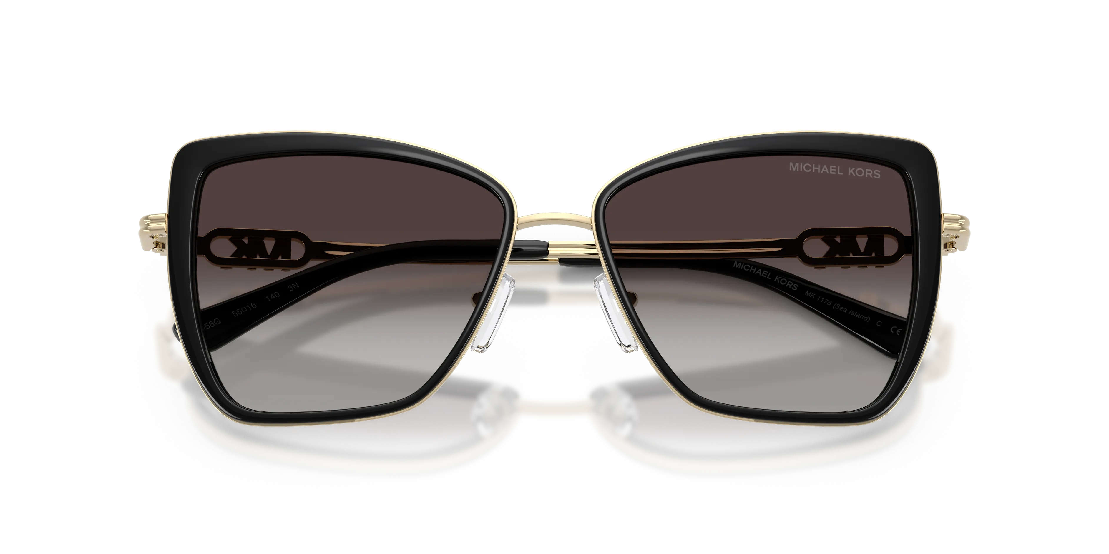 Michael Kors MK1178 SEA ISLAND 30058G Occhiali da sole Metallo Nero Grigio Farfalla Normale Sfumato - immagine 2