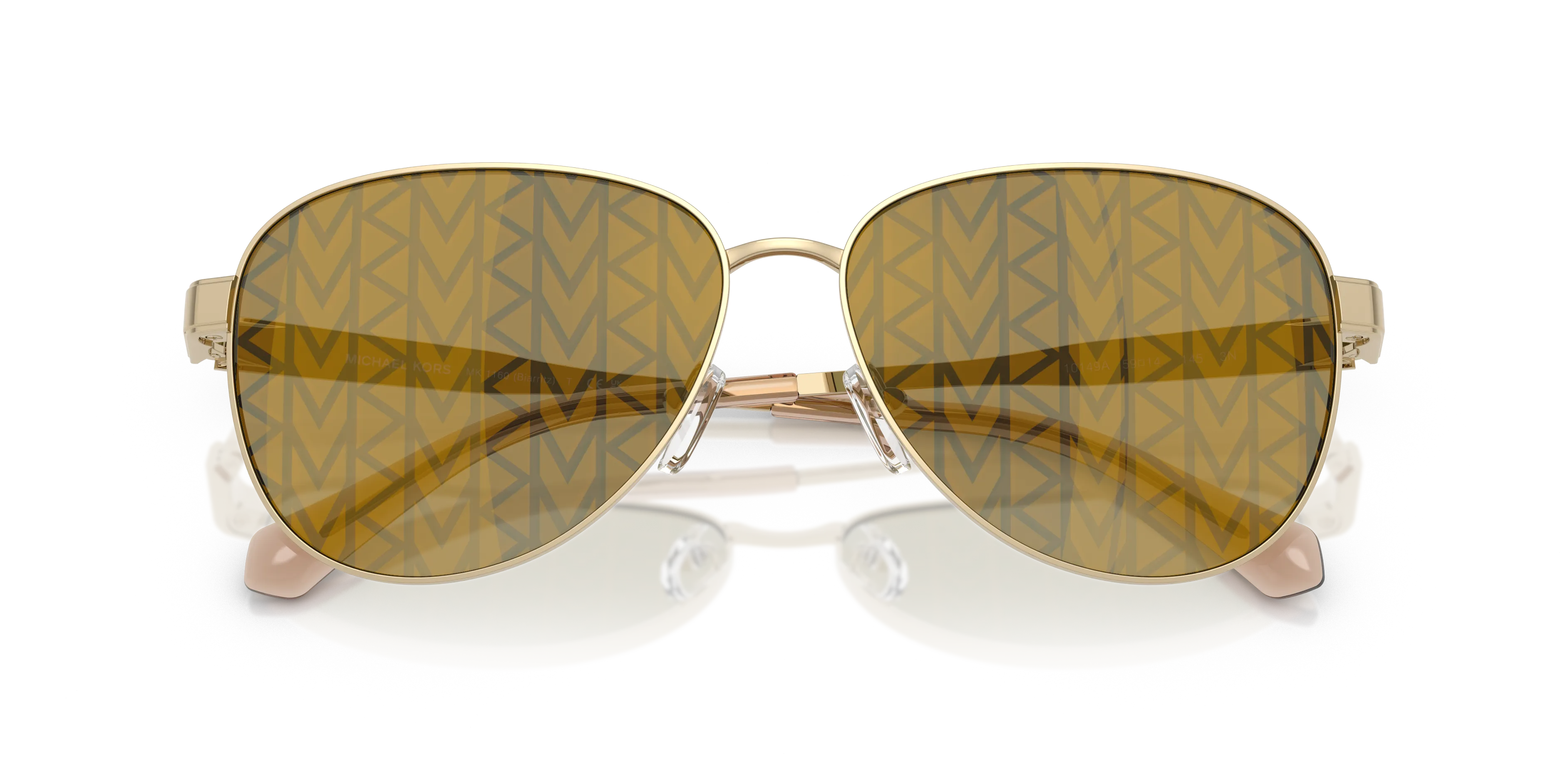 Michael Kors MK1160 BIARRITZ 10149A Occhiali da sole Metallo Oro Marrone Pilot Normale - immagine 2
