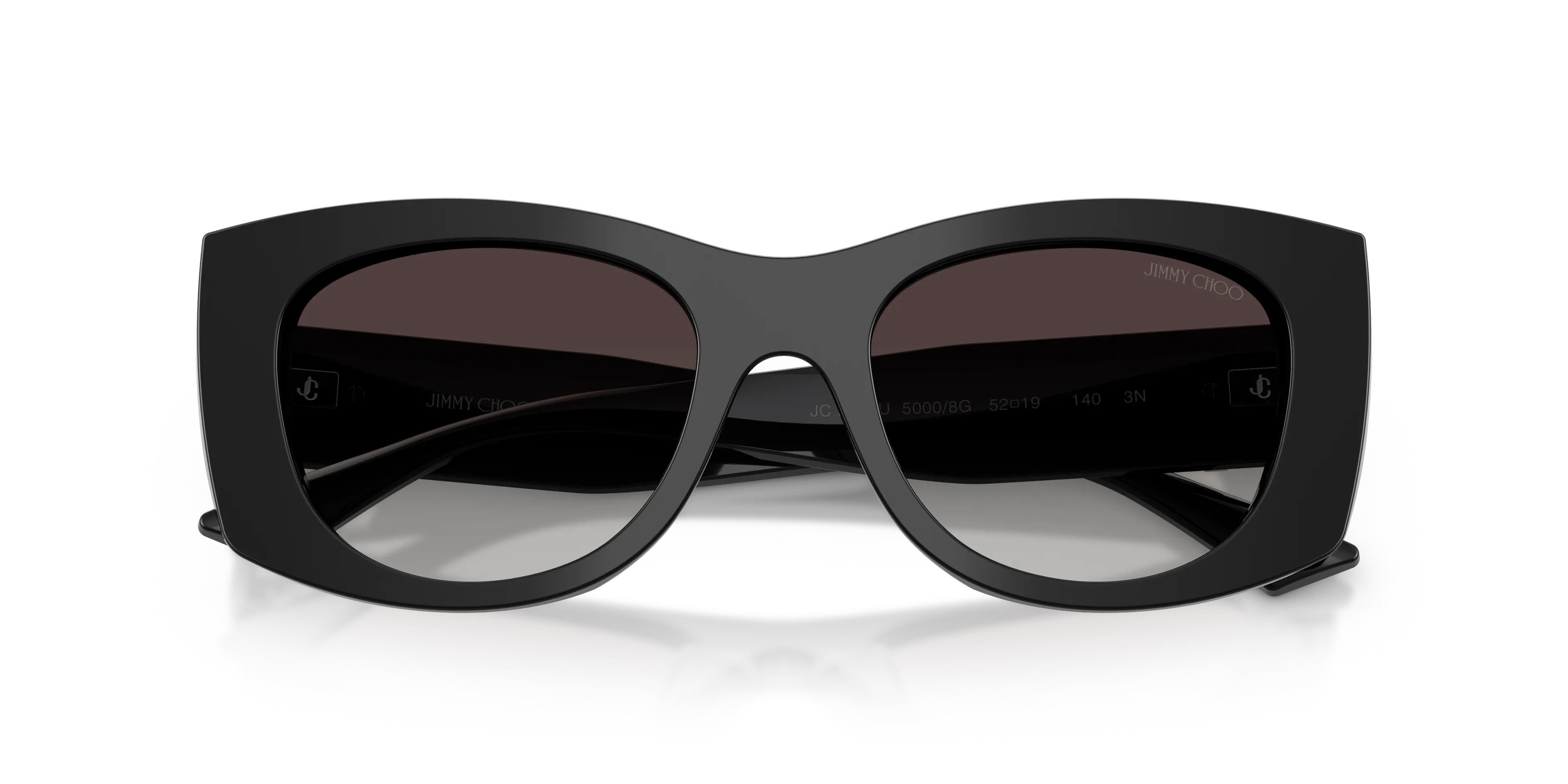 Jimmy Choo JC5066U 50008G Occhiali da sole Acetato Nero Grigio Farfalla Normale Sfumato - immagine 2