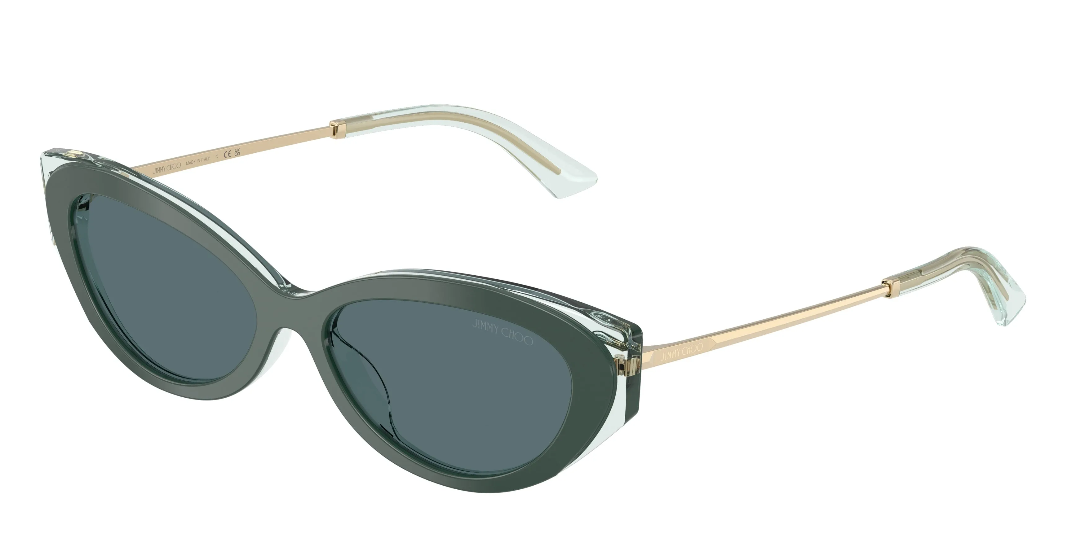 Jimmy Choo JC5065U 510487 Occhiali da sole Acetato Verde Grigio Cat Eye Normale - immagine 1