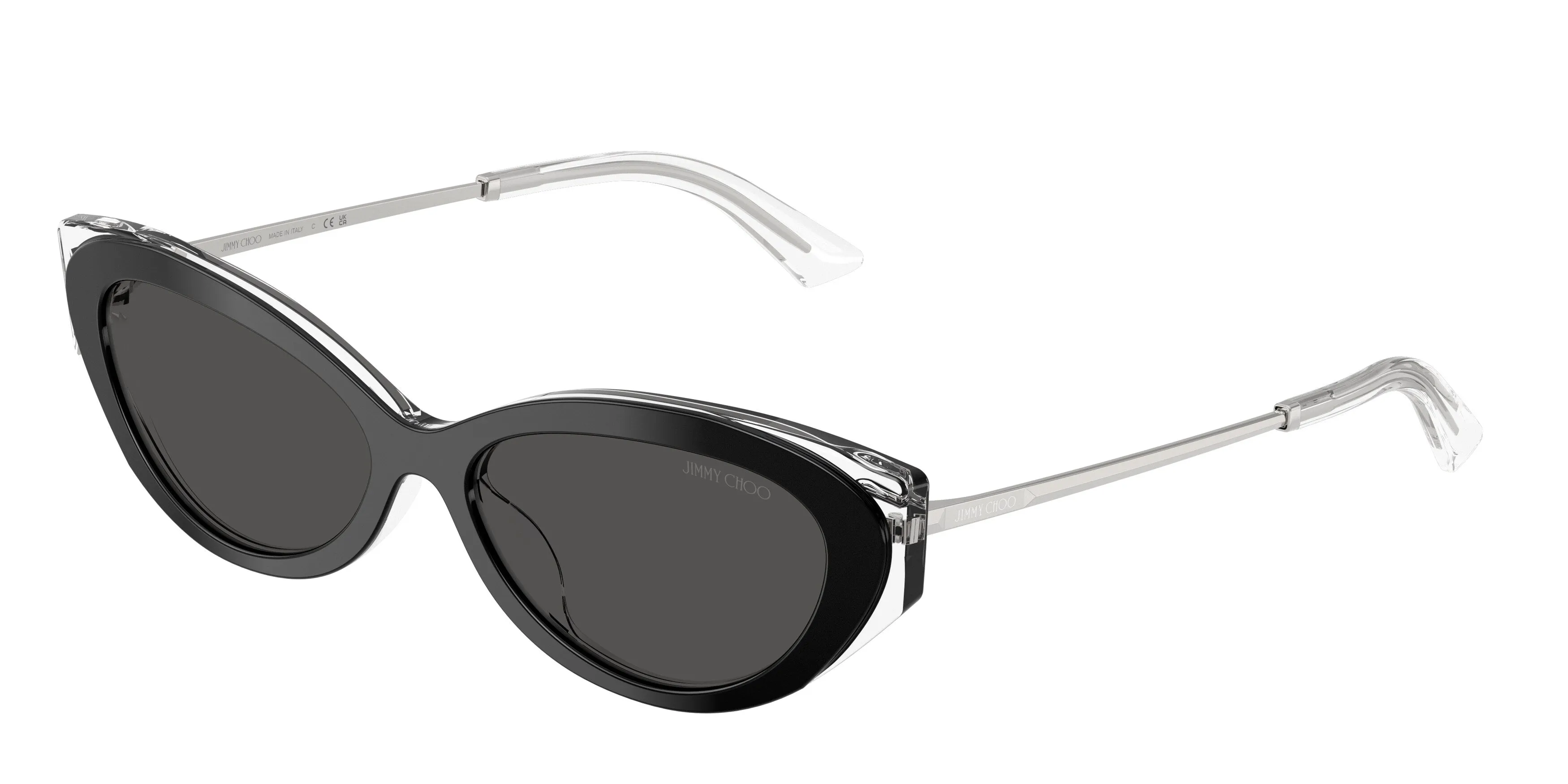 Jimmy Choo JC5065U 510287 Occhiali da sole Acetato Nero Grigio Cat Eye Normale - immagine 1