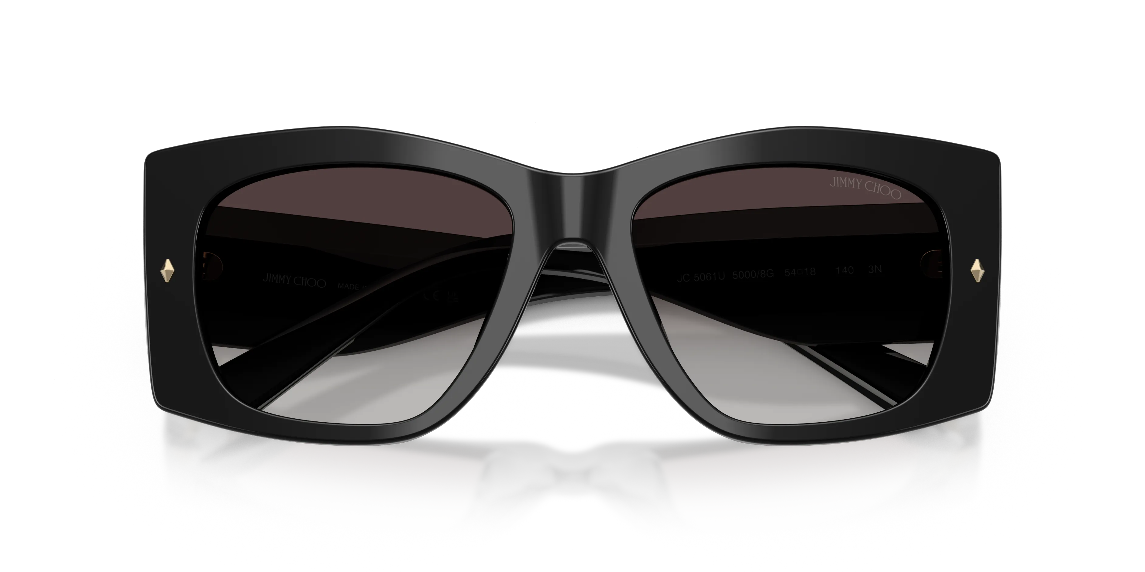 Jimmy Choo JC5061U 50008G Occhiali da sole Acetato Nero Grigio Farfalla Normale Sfumato - immagine 2