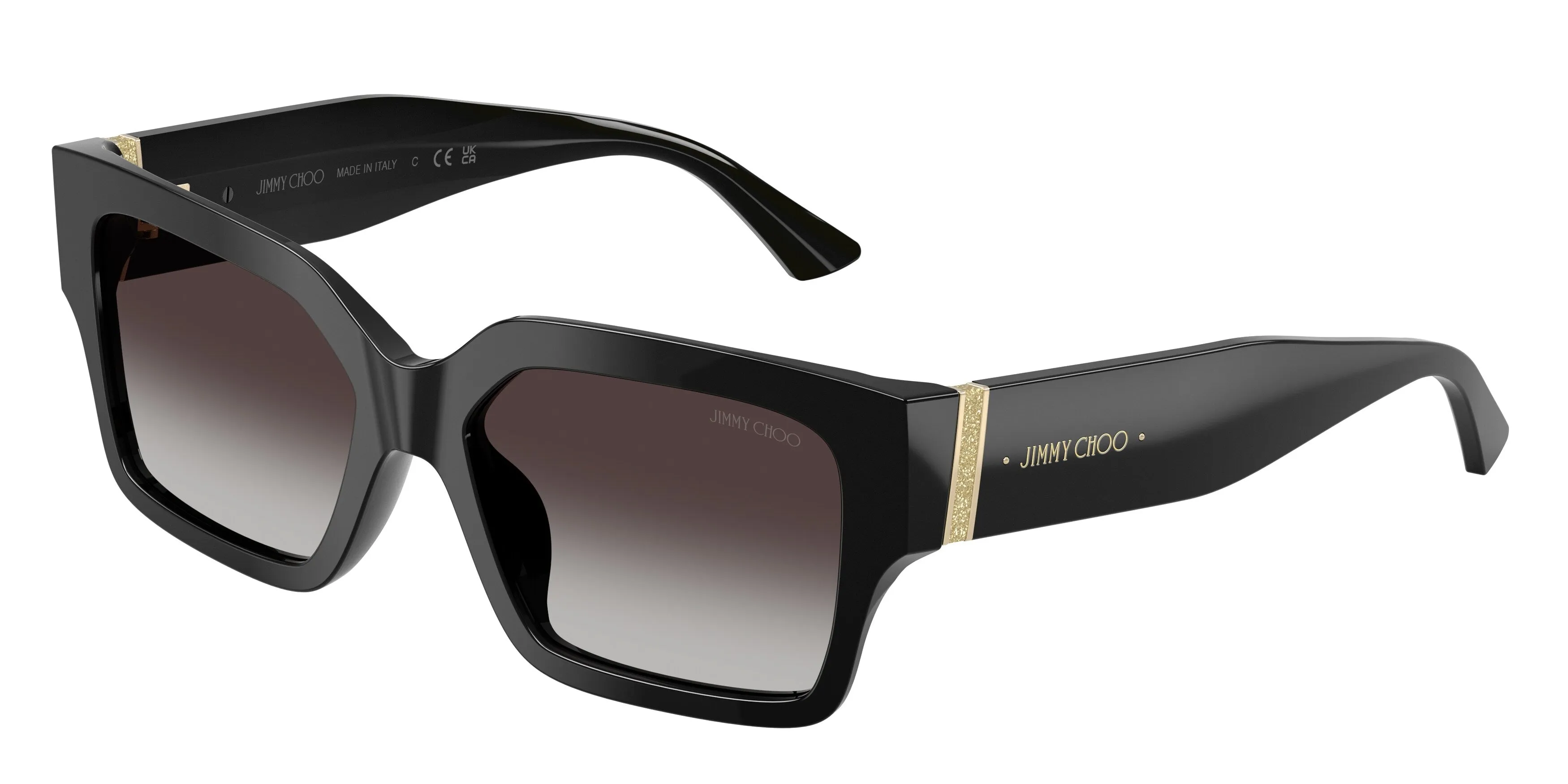 Jimmy Choo JC5058JU 50008G Occhiali da sole Acetato Nero Grigio Squadrata Normale Sfumato - immagine 1