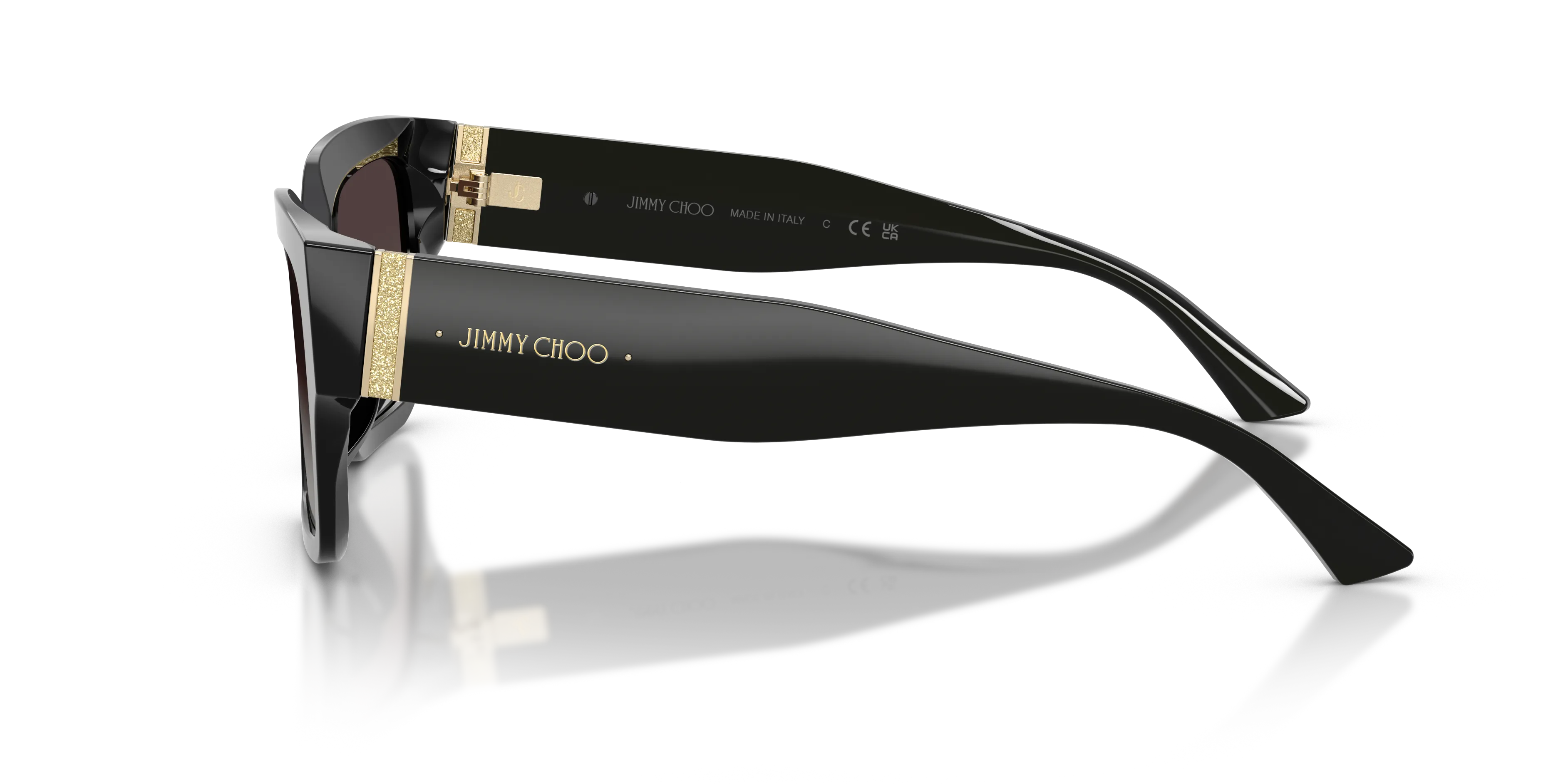 Jimmy Choo JC5058JU 50008G Occhiali da sole Acetato Nero Grigio Squadrata Normale Sfumato - immagine 4