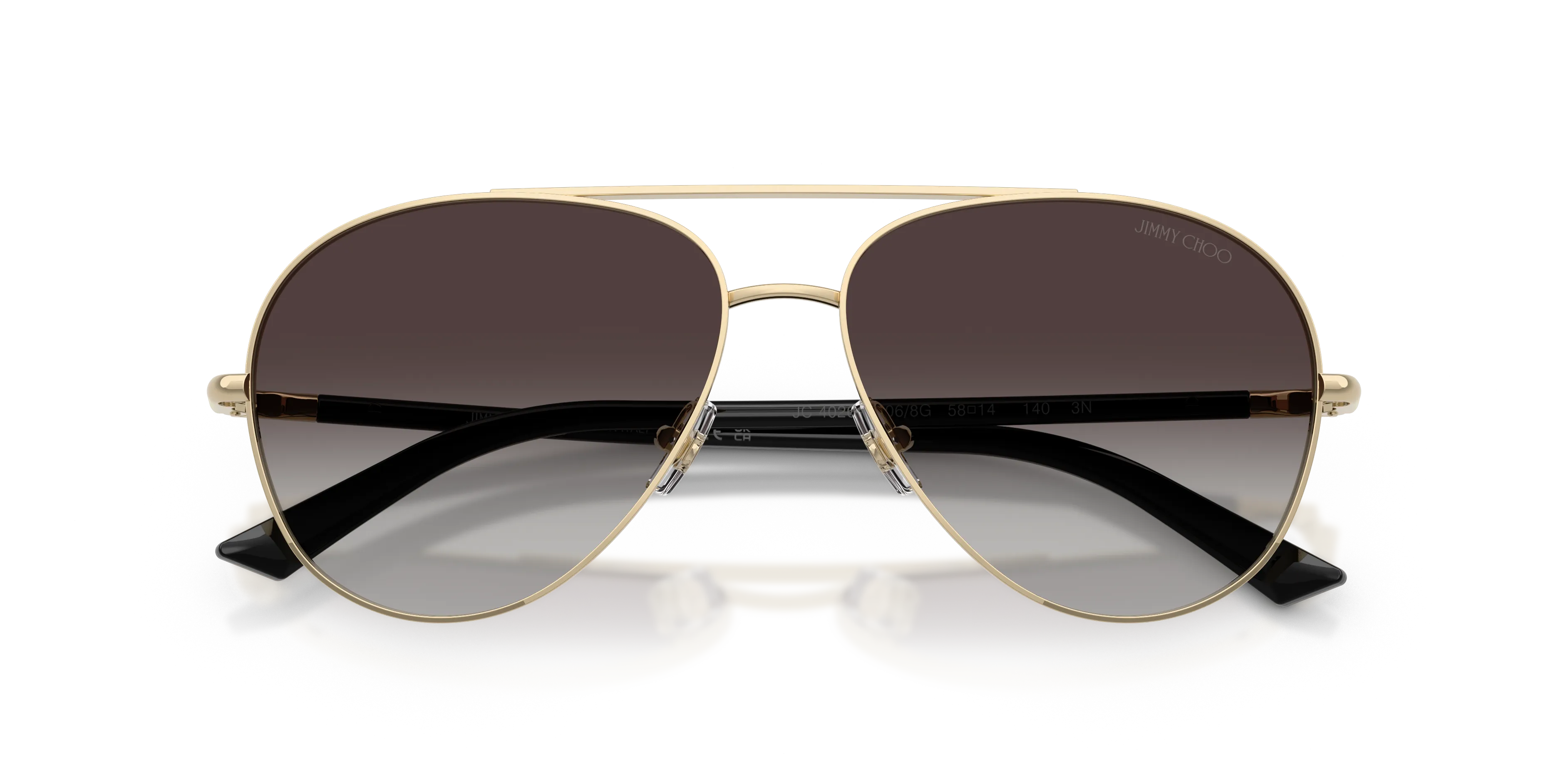 Jimmy Choo JC4026 30068G Occhiali da sole Metallo Oro Grigio Pilot Normale Sfumato - immagine 2