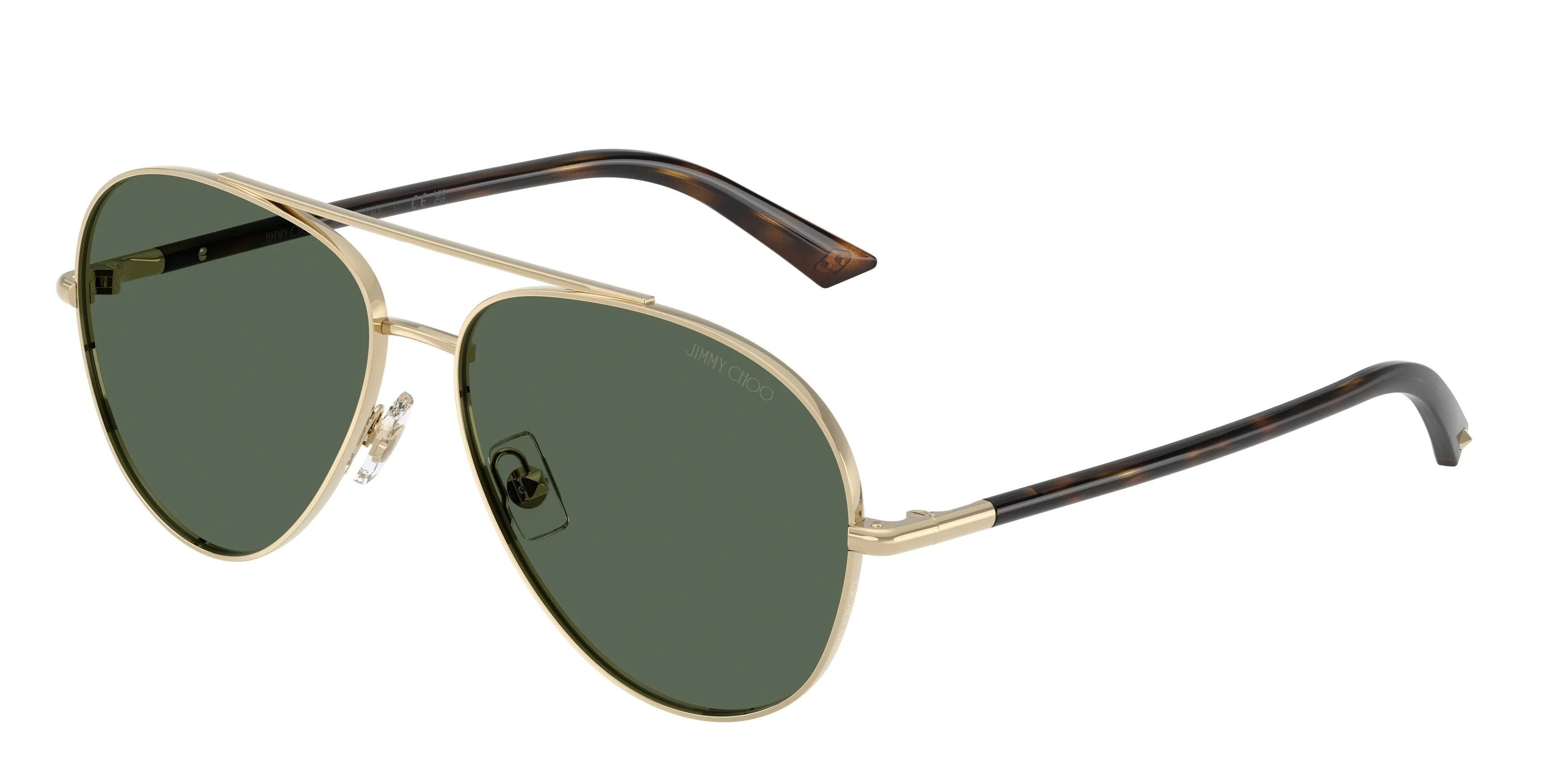 Jimmy Choo JC4026 300671 Occhiali da sole Metallo Oro Verde Pilot Normale - immagine 1
