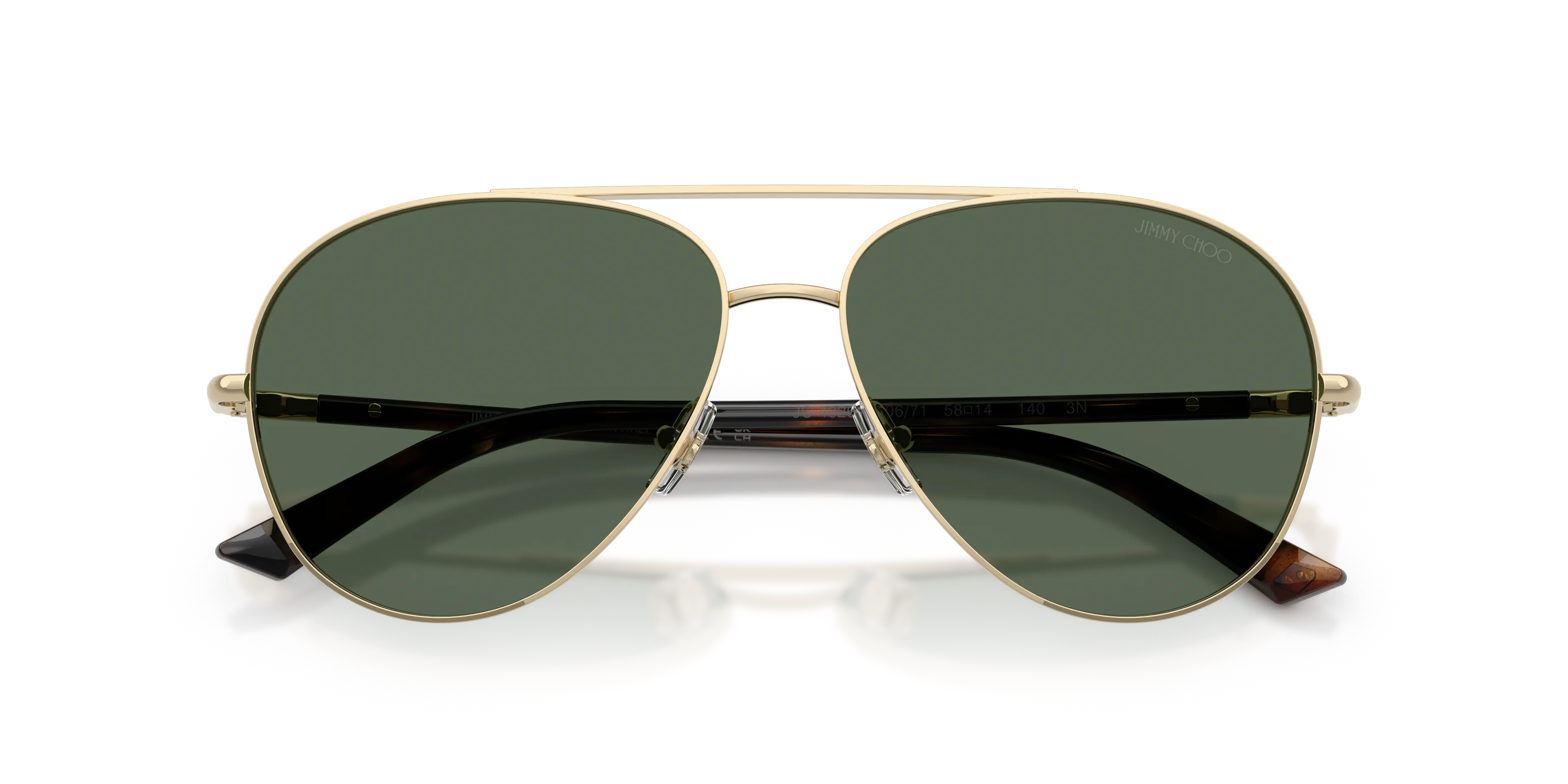 Jimmy Choo JC4026 300671 Occhiali da sole Metallo Oro Verde Pilot Normale - immagine 2