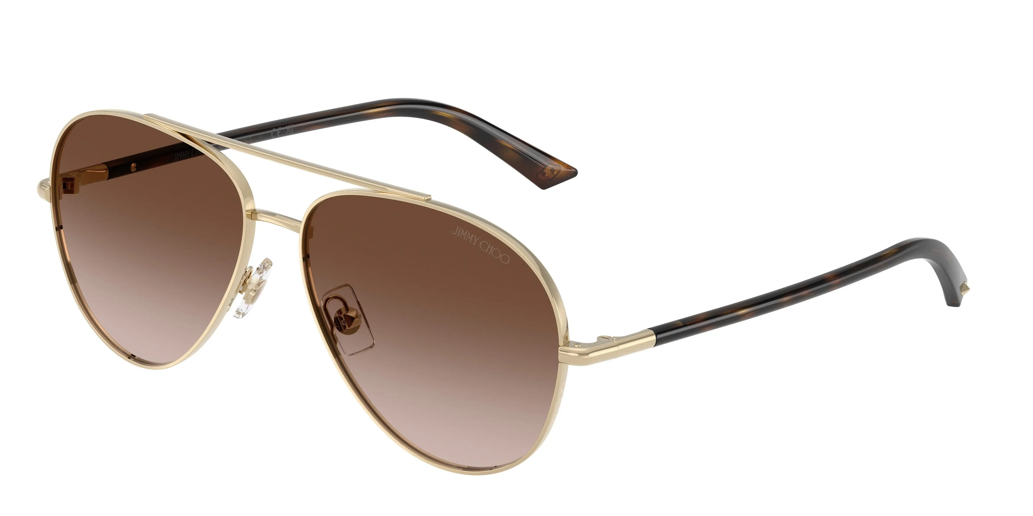 Jimmy Choo JC4026 300613 Occhiali da sole Metallo Oro Marrone Pilot Normale Sfumato - immagine 1