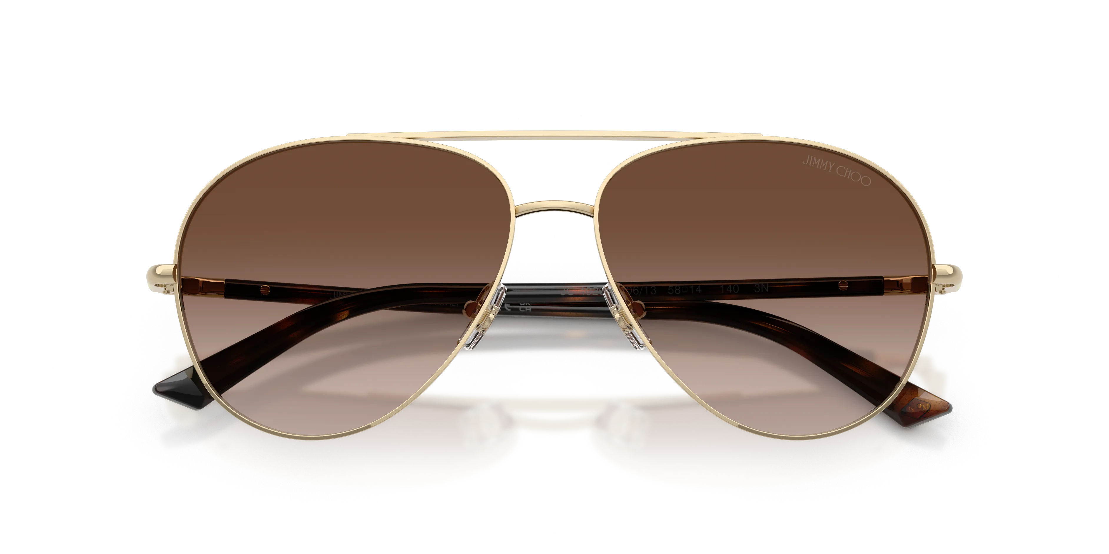 Jimmy Choo JC4026 300613 Occhiali da sole Metallo Oro Marrone Pilot Normale Sfumato - immagine 2