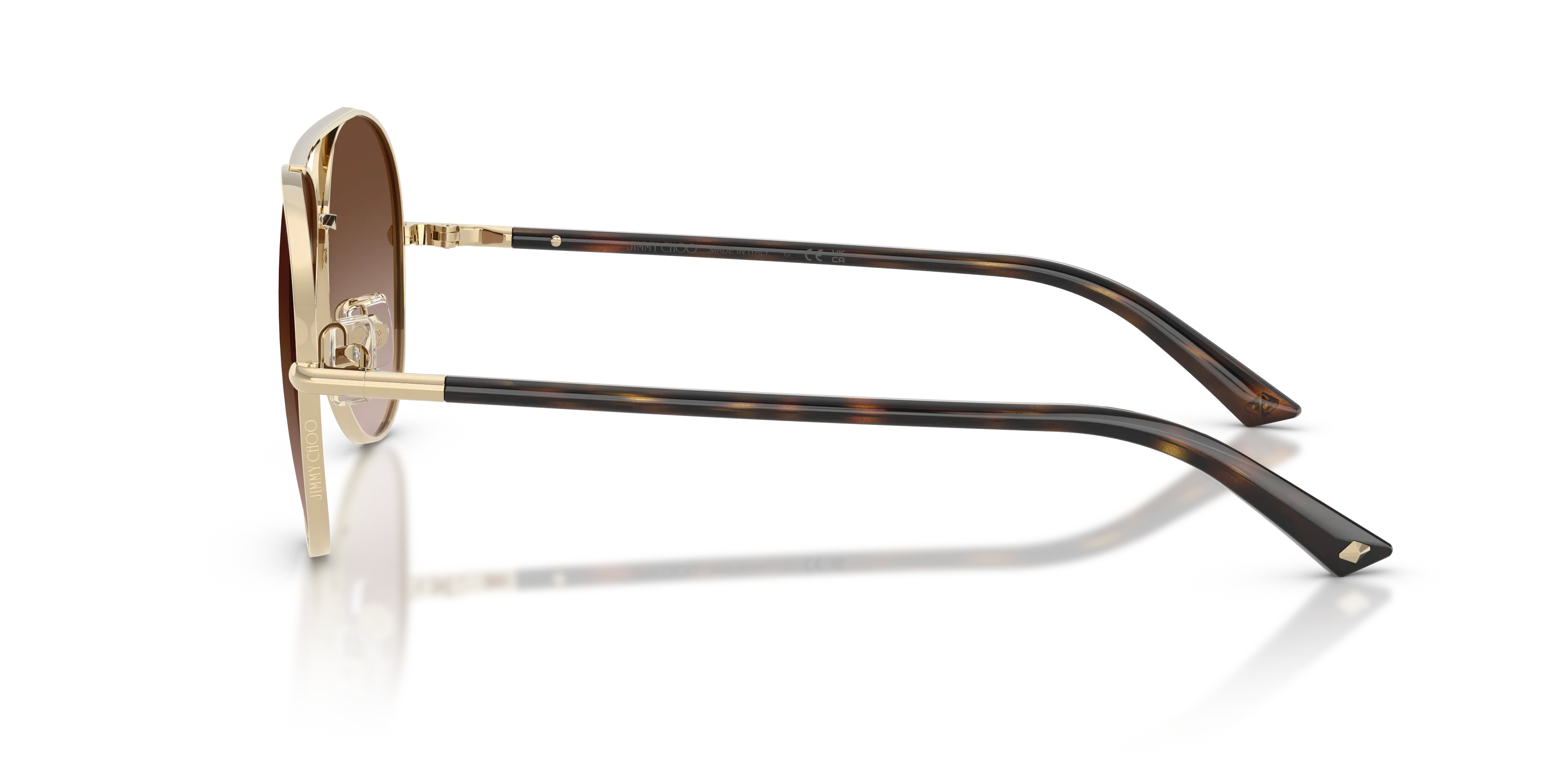 Jimmy Choo JC4026 300613 Occhiali da sole Metallo Oro Marrone Pilot Normale Sfumato - immagine 4