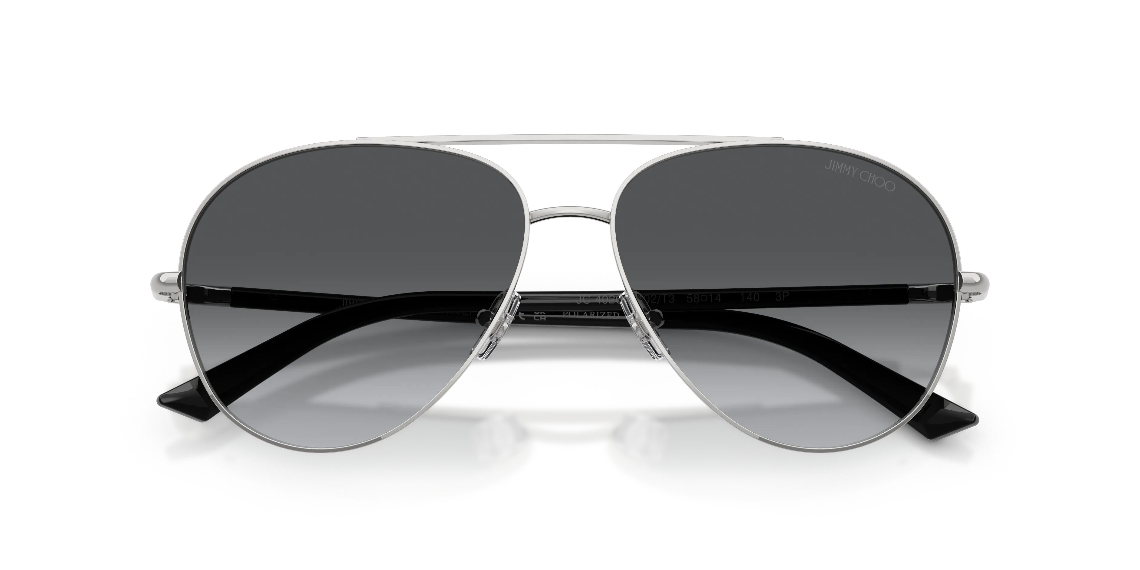 Jimmy Choo JC4026 3002T3 Occhiali da sole Metallo Argento Grigio Pilot Polarizzata - immagine 2