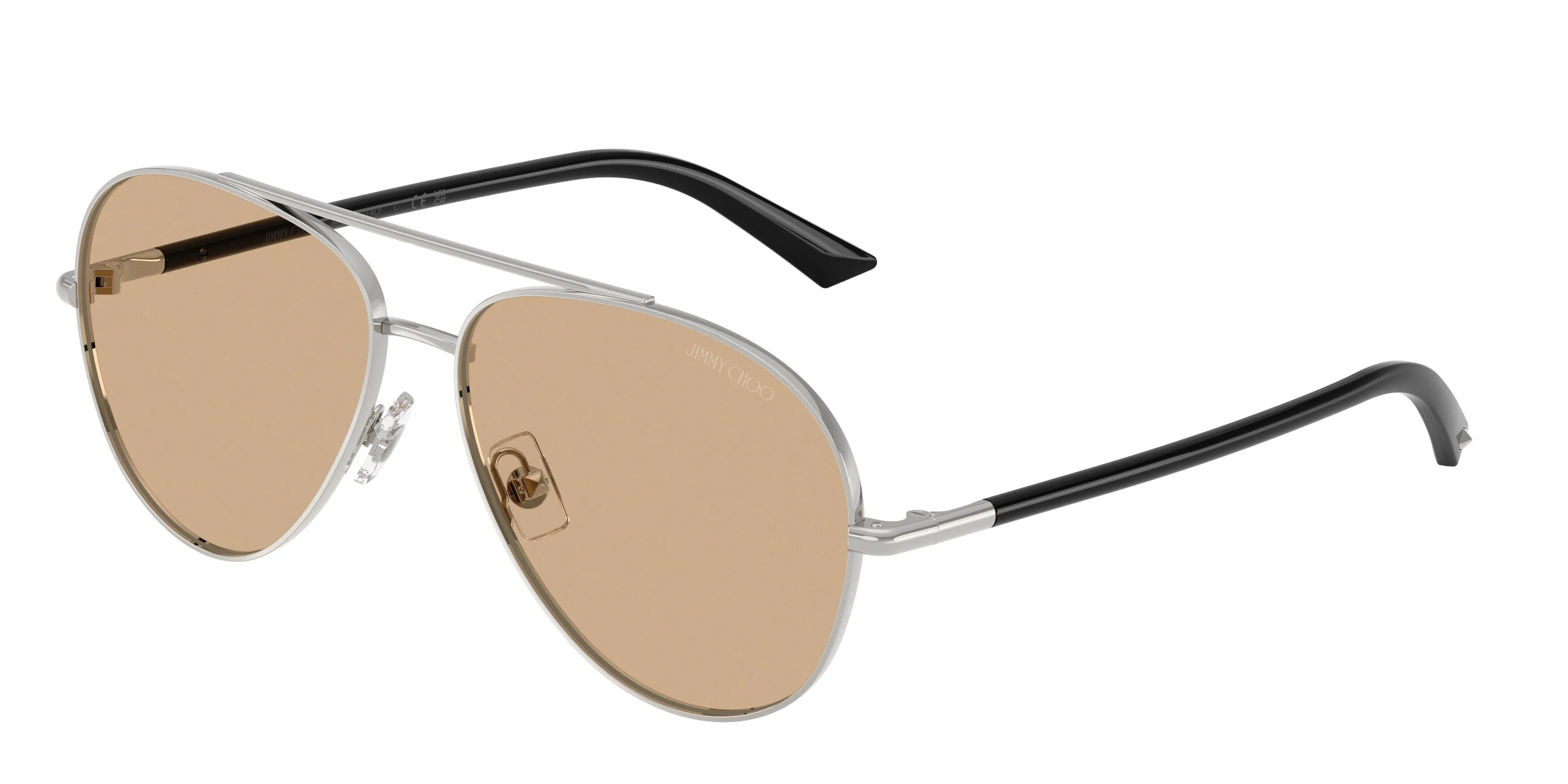 Jimmy Choo JC4026 3002/8 Occhiali da sole Metallo Argento Giallo Pilot Normale - immagine 1