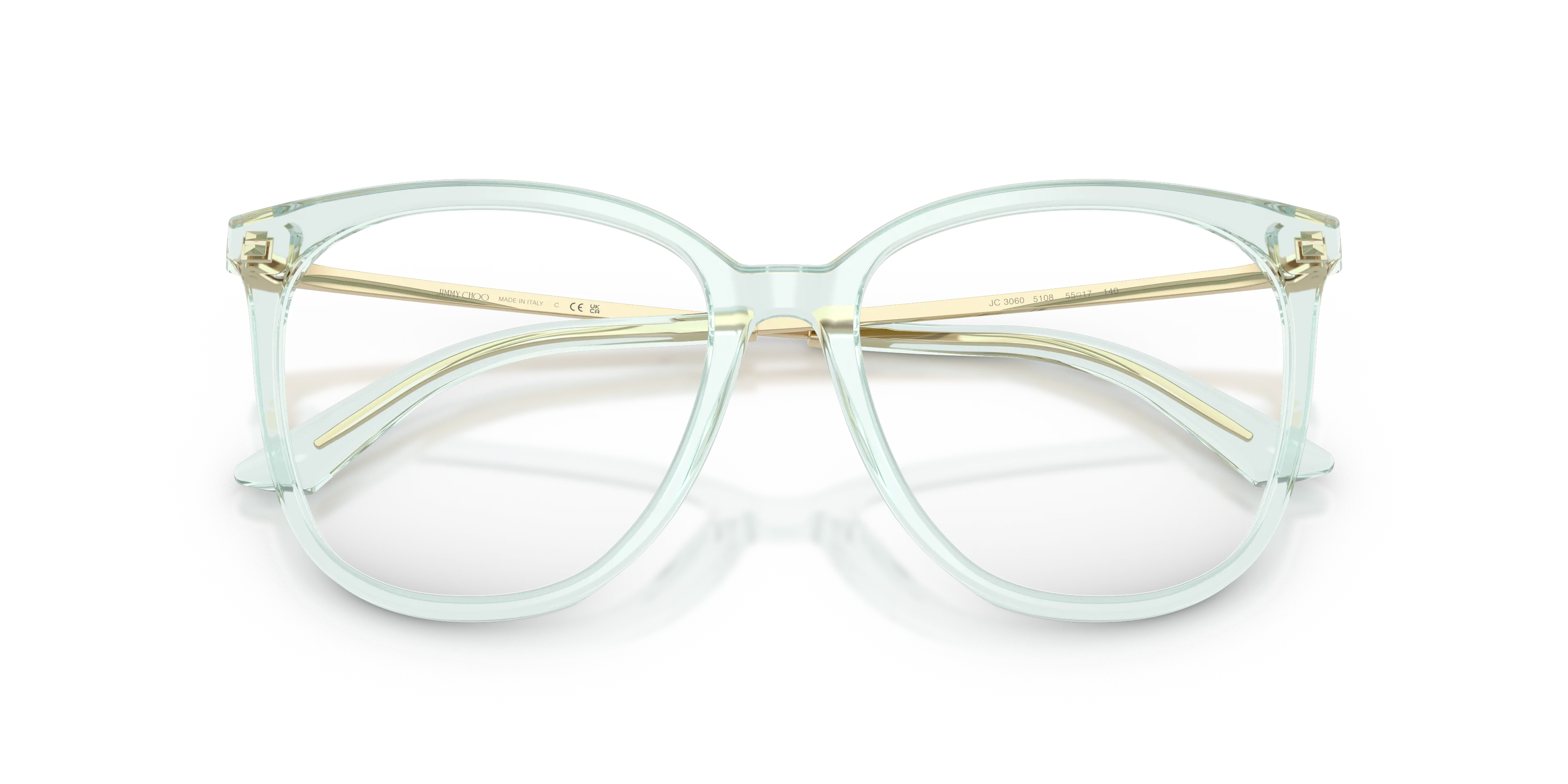 Jimmy Choo JC3060 5108 Montature da vista Acetato Verde Trasparente Pantos Normale - immagine 2