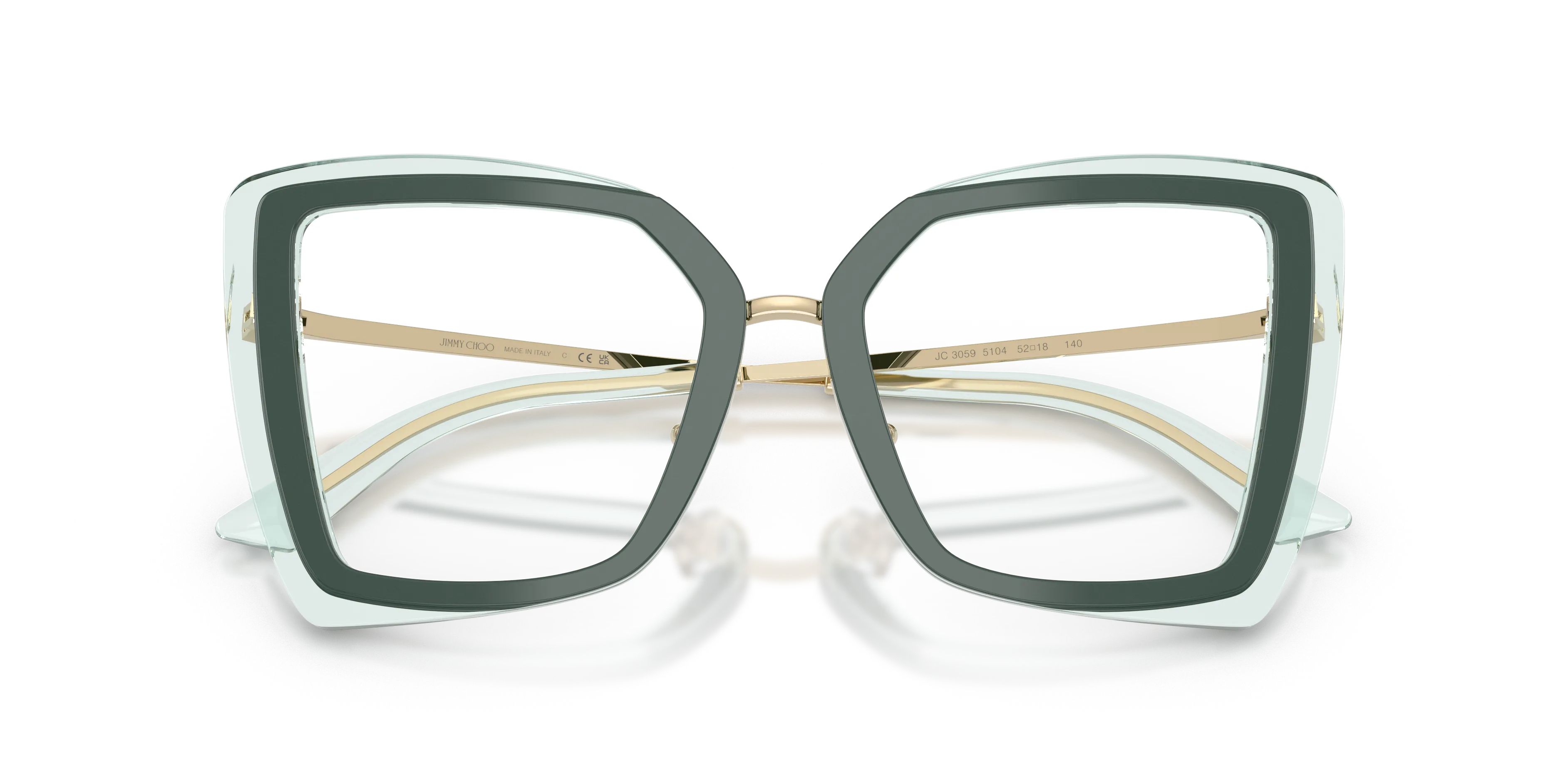 Jimmy Choo JC3059 5104 Montature da vista Acetato Verde Trasparente Farfalla Normale - immagine 2