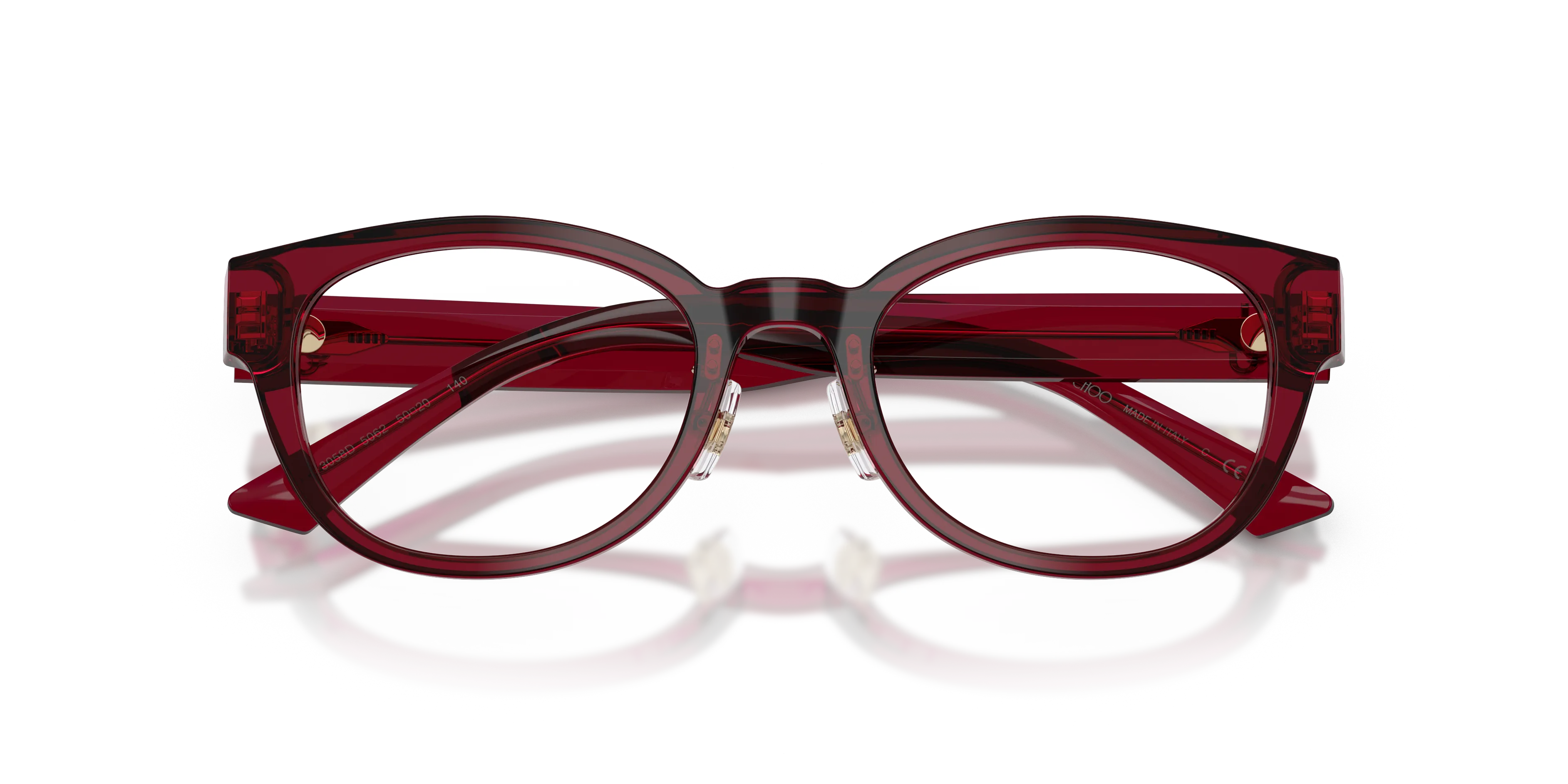 Jimmy Choo JC3058D 5062 Montature da vista Acetato Rosso Trasparente Pantos Normale - immagine 2