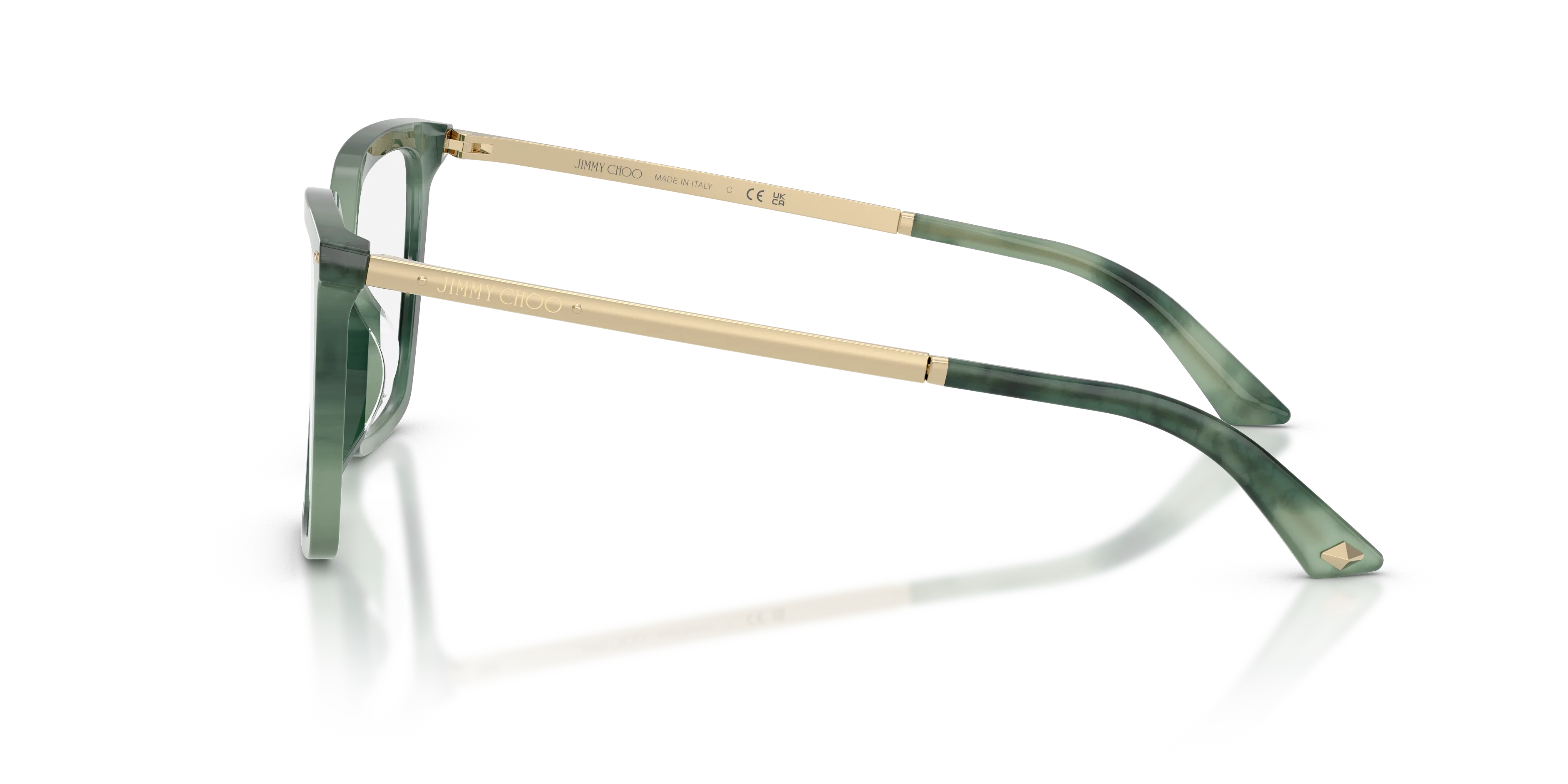 Jimmy Choo JC3054U 5099 Montature da vista Acetato Verde Trasparente Cat Eye Normale - immagine 4