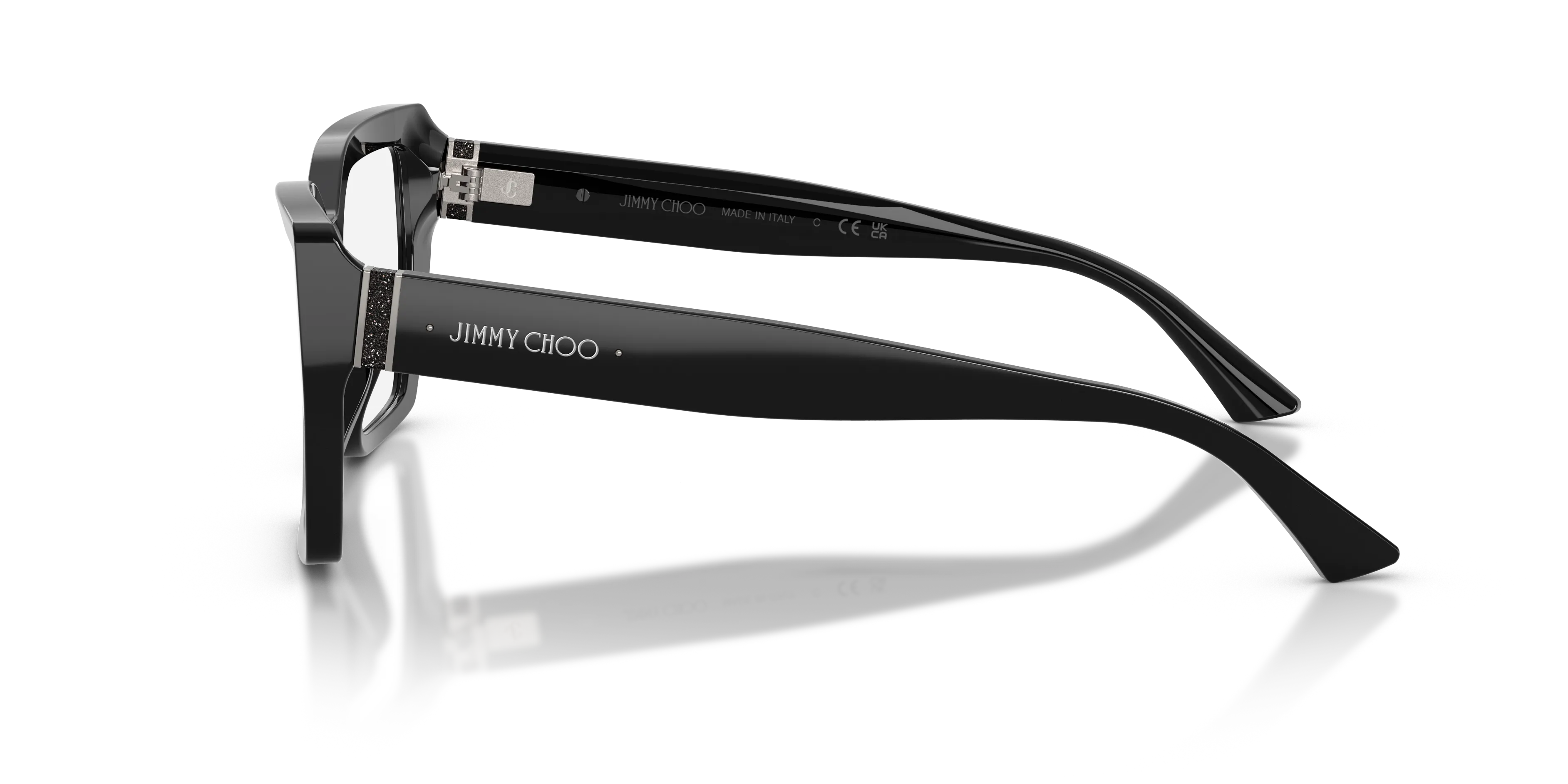 Jimmy Choo JC3053JU 5000 Montature da vista Acetato Nero Trasparente Geometrica Normale - immagine 3