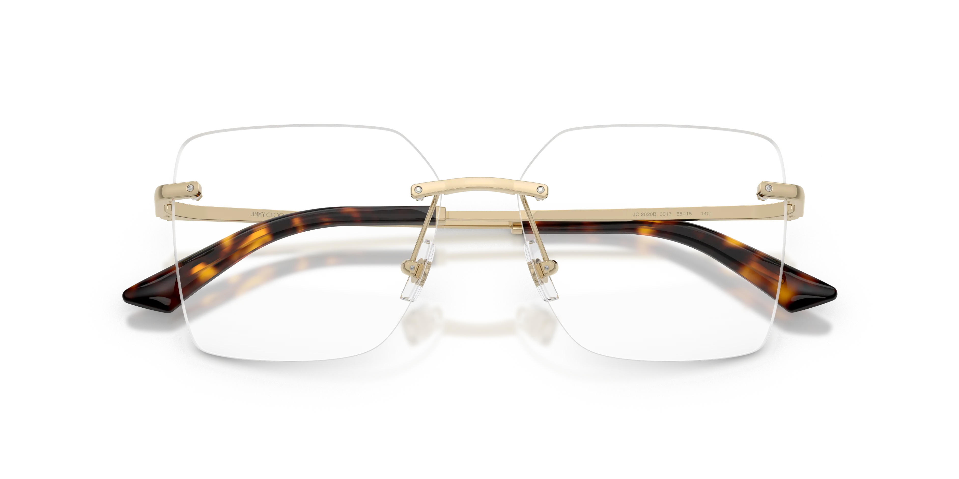 Jimmy Choo JC2020B 3017 Montature da vista Metallo Oro Trasparente Squadrata Normale - immagine 2