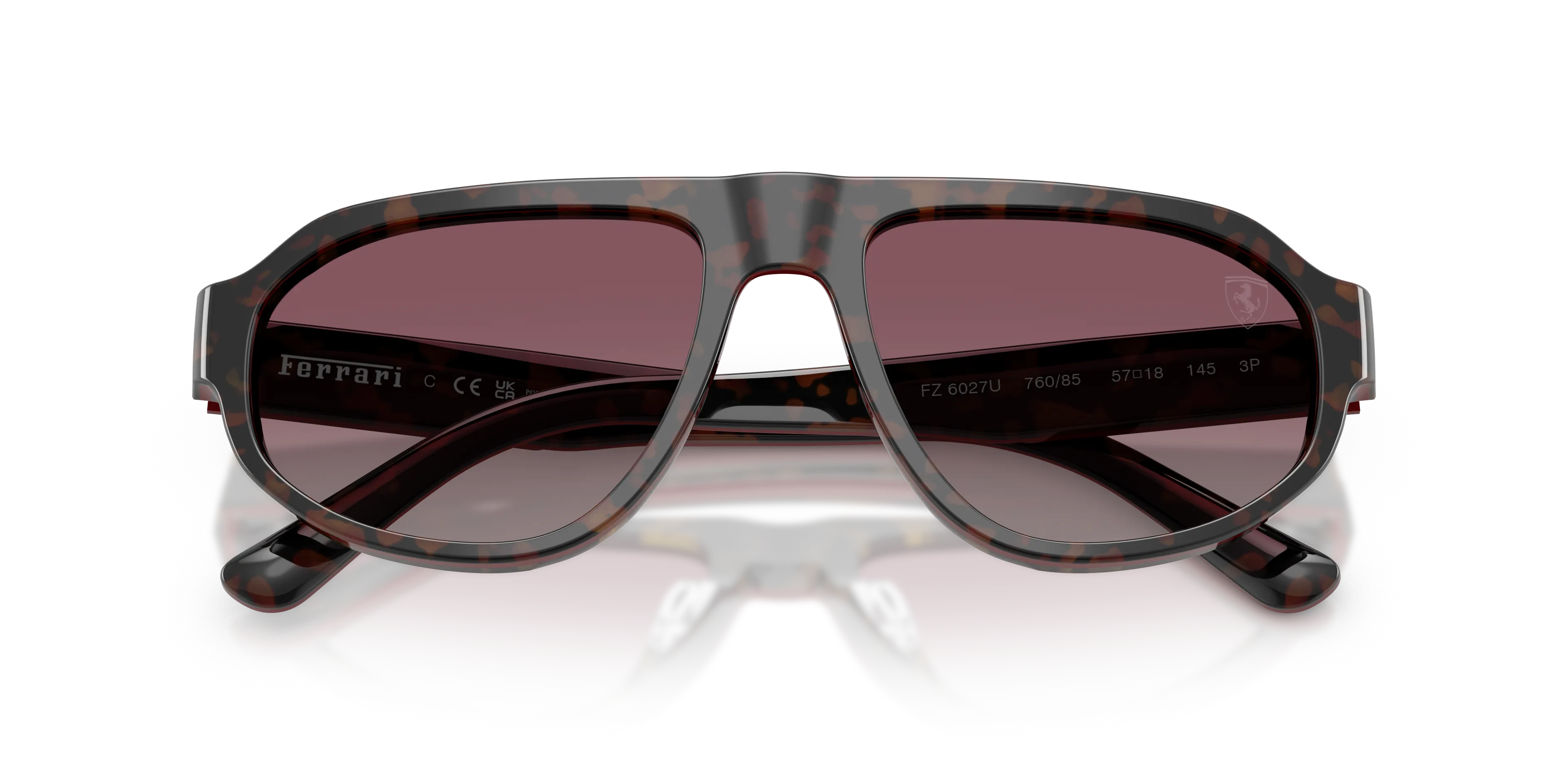 Ferrari Scuderia FZ6027U 760/85 Occhiali da sole Acetato Tartaruga Rosso Geometrica Polarizzata - immagine 2