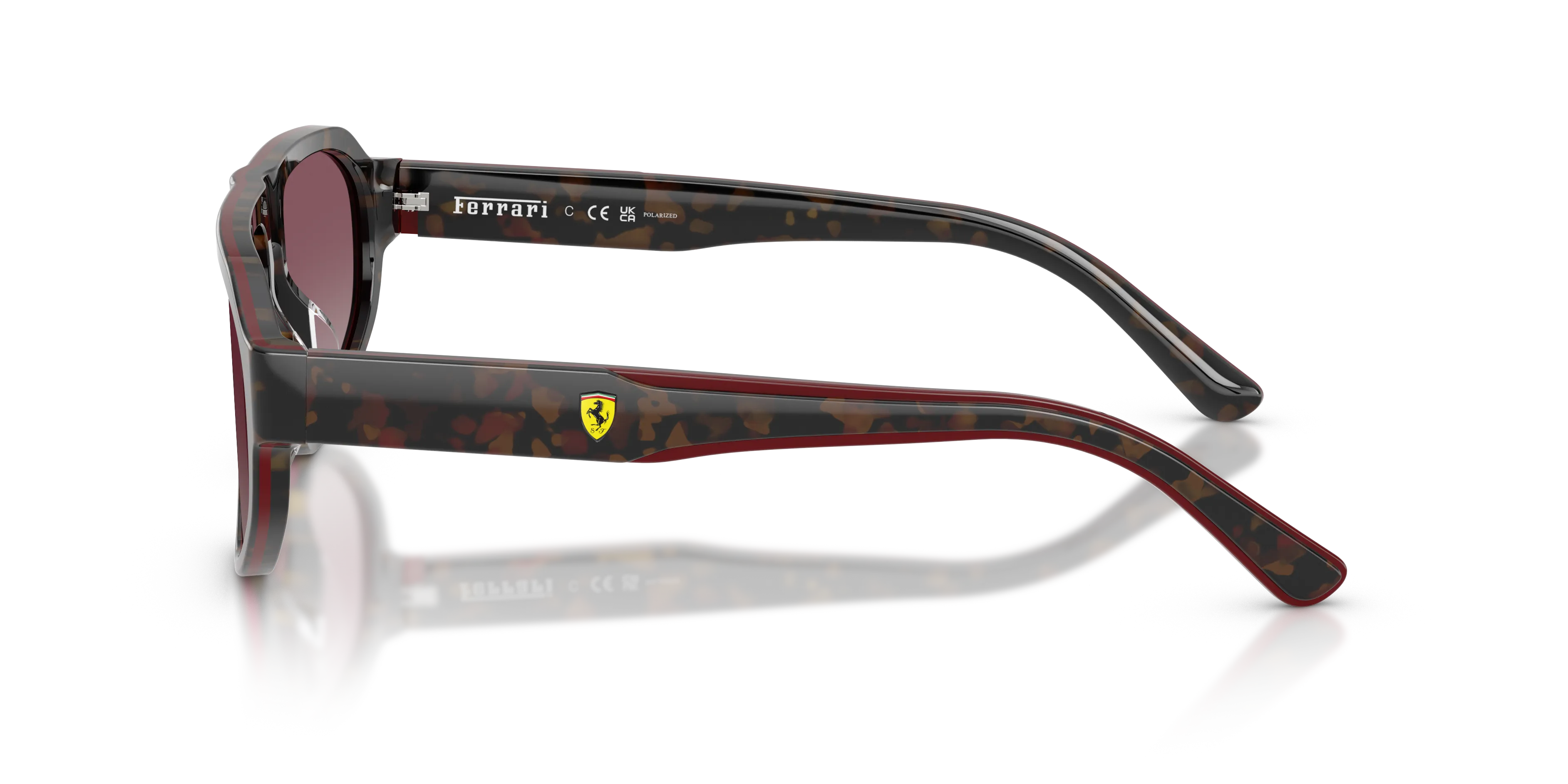 Ferrari Scuderia FZ6027U 760/85 Occhiali da sole Acetato Tartaruga Rosso Geometrica Polarizzata - immagine 4