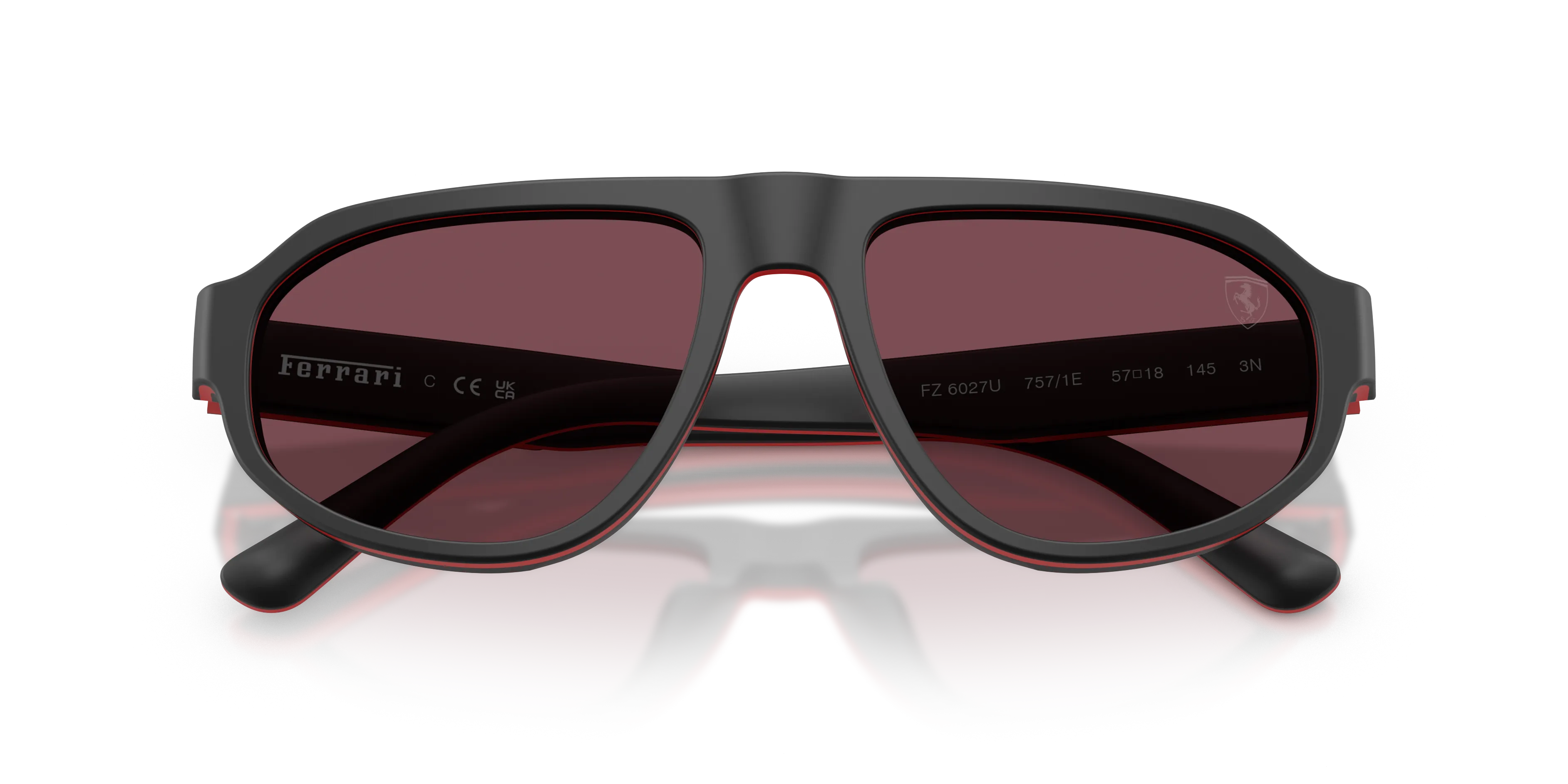 Ferrari Scuderia FZ6027U 757/1E Occhiali da sole Acetato Nero Rosso Geometrica Normale - immagine 2