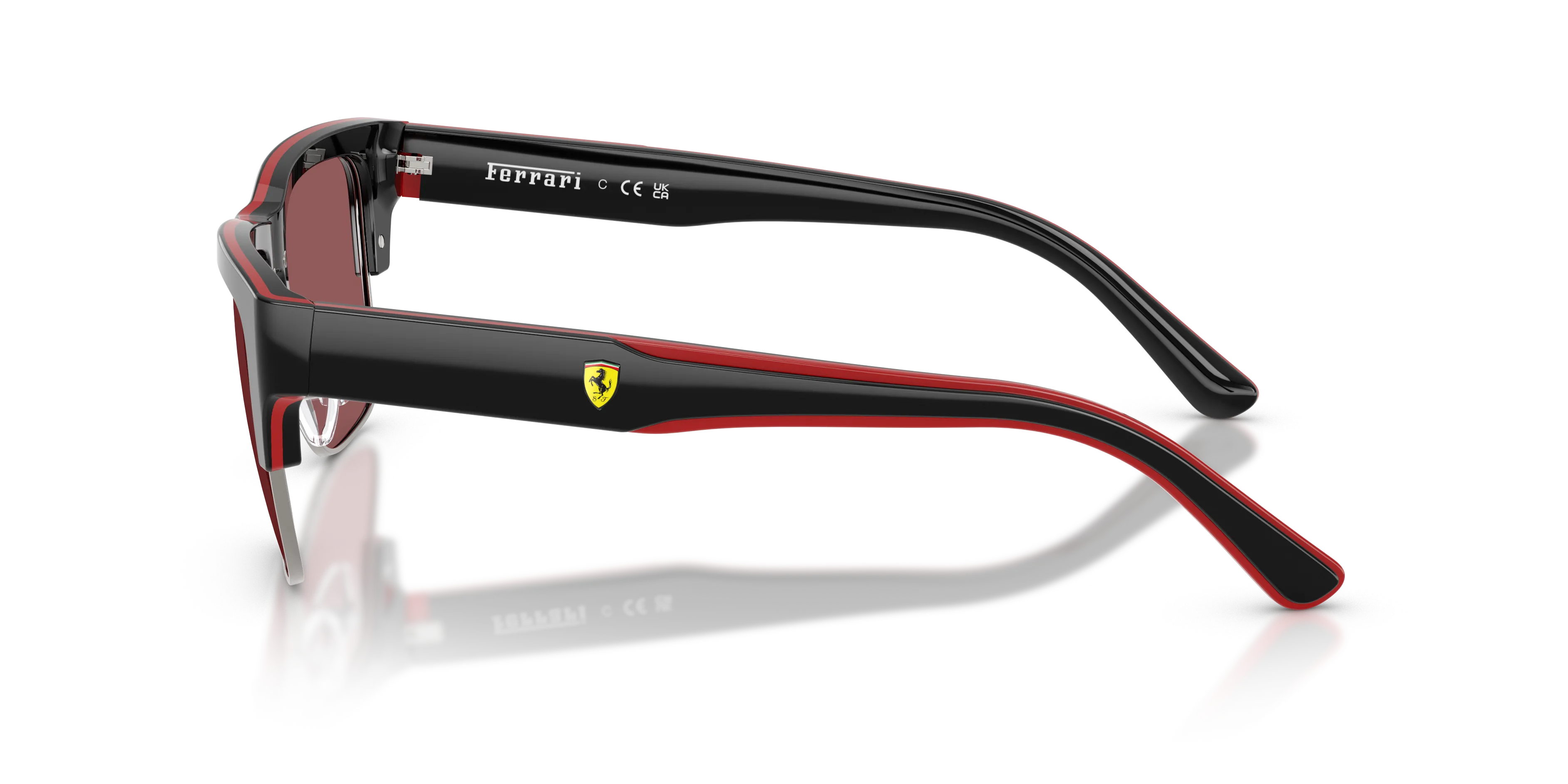 Ferrari Scuderia FZ6026 761/1E Occhiali da sole Acetato Nero Rosso Squadrata Normale - immagine 4