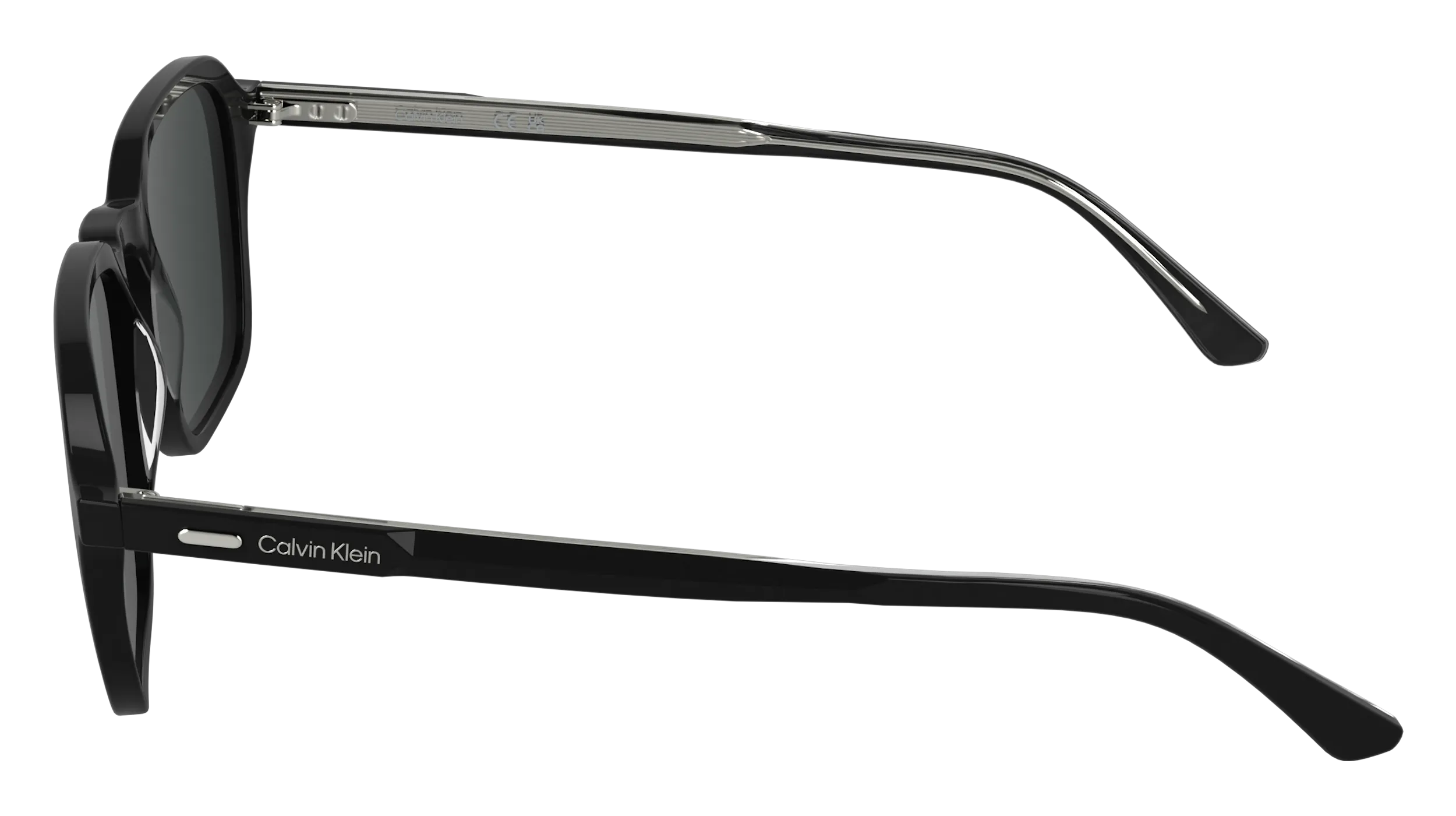 Calvin Klein CK26507S 001 Occhiali da sole Acetato Nero Fumo Squadrata Normale - immagine 3