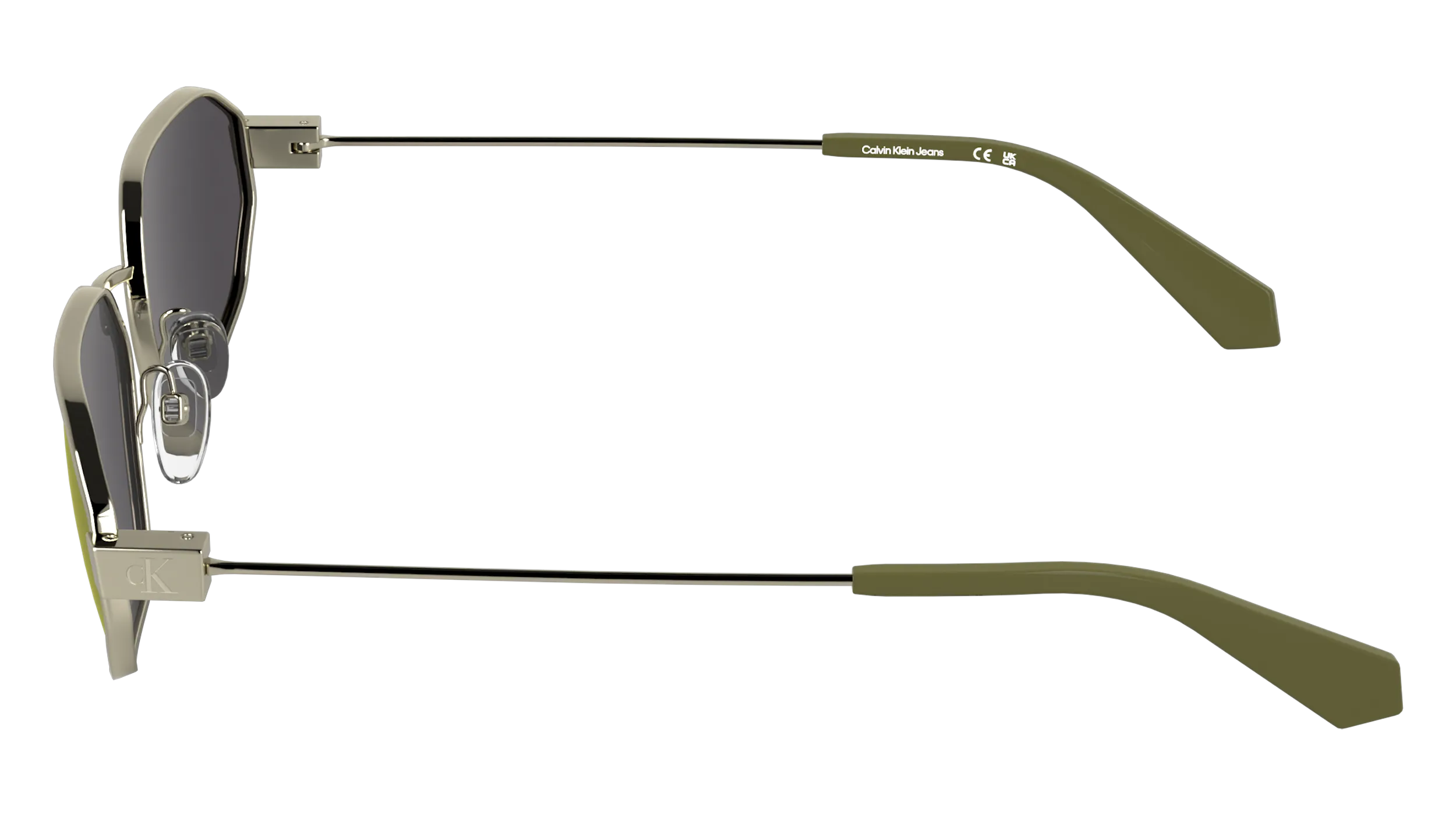 Calvin Klein CKJ26200S 717 Occhiali da sole Metallo Oro Verde Squadrata Normale - immagine 3