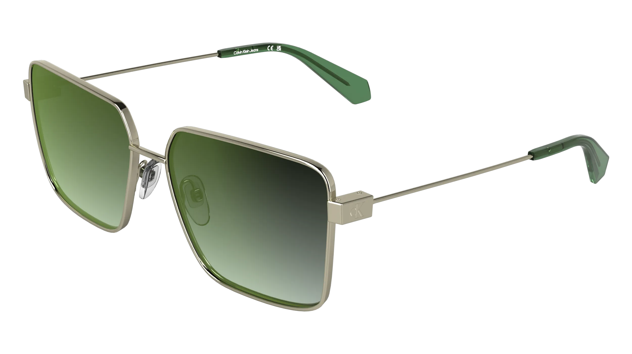 Calvin Klein CKJ26201S 718 Occhiali da sole Metallo Oro Verde Squadrata Normale - immagine 1