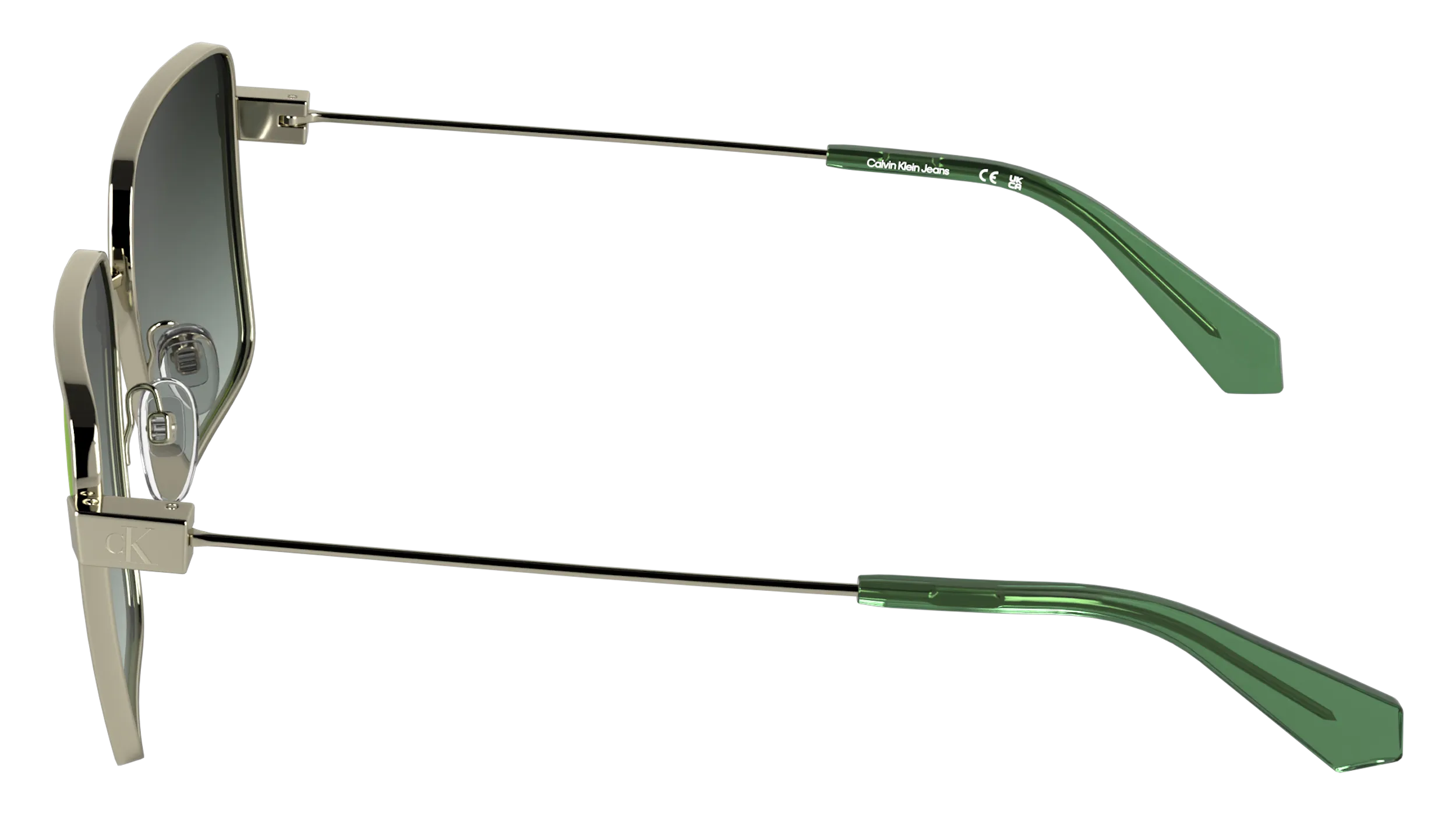 Calvin Klein CKJ26201S 718 Occhiali da sole Metallo Oro Verde Squadrata Normale - immagine 3