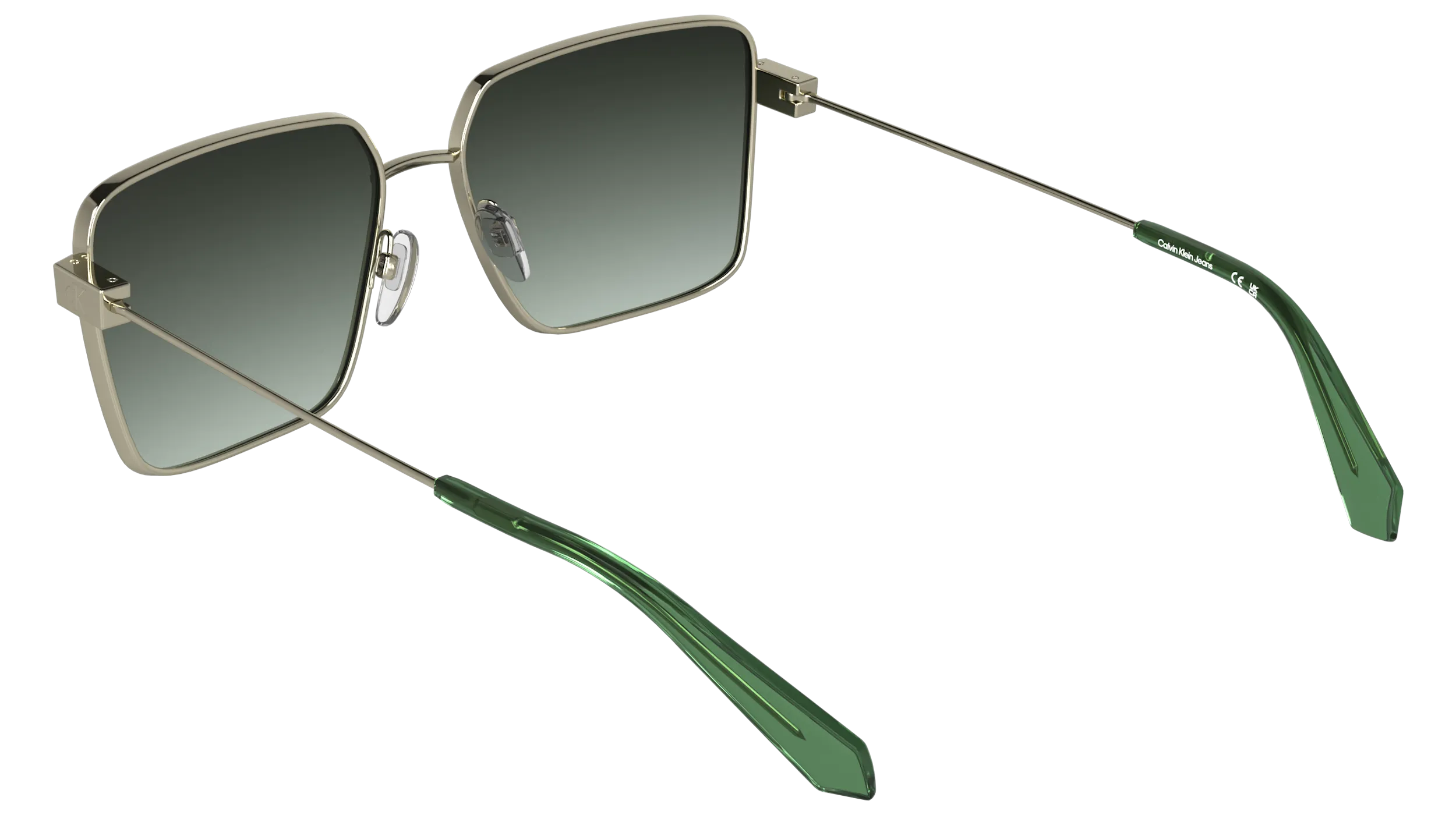 Calvin Klein CKJ26201S 718 Occhiali da sole Metallo Oro Verde Squadrata Normale - immagine 4