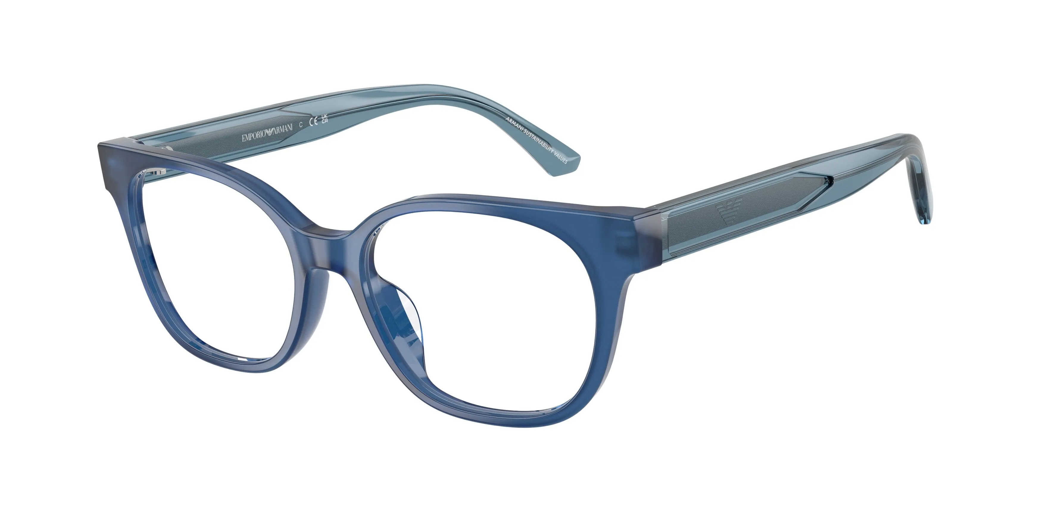 Emporio Armani EK3014U 6390 Montature da vista bambino Acetato Blu Trasparente Cat Eye Normale - immagine 1