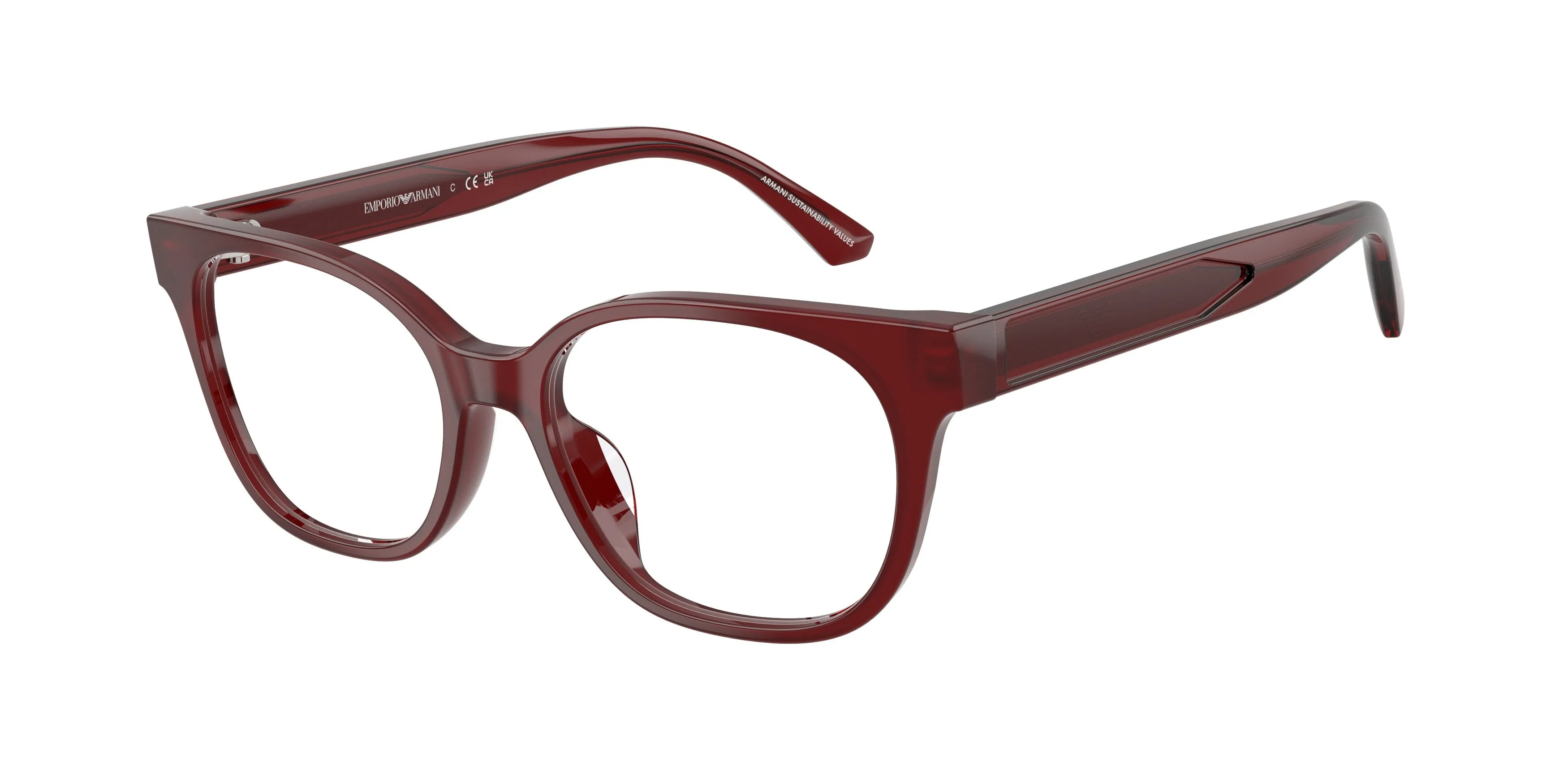Emporio Armani EK3014U 6389 Montature da vista bambino Acetato Rosso Trasparente Cat Eye Normale - immagine 1