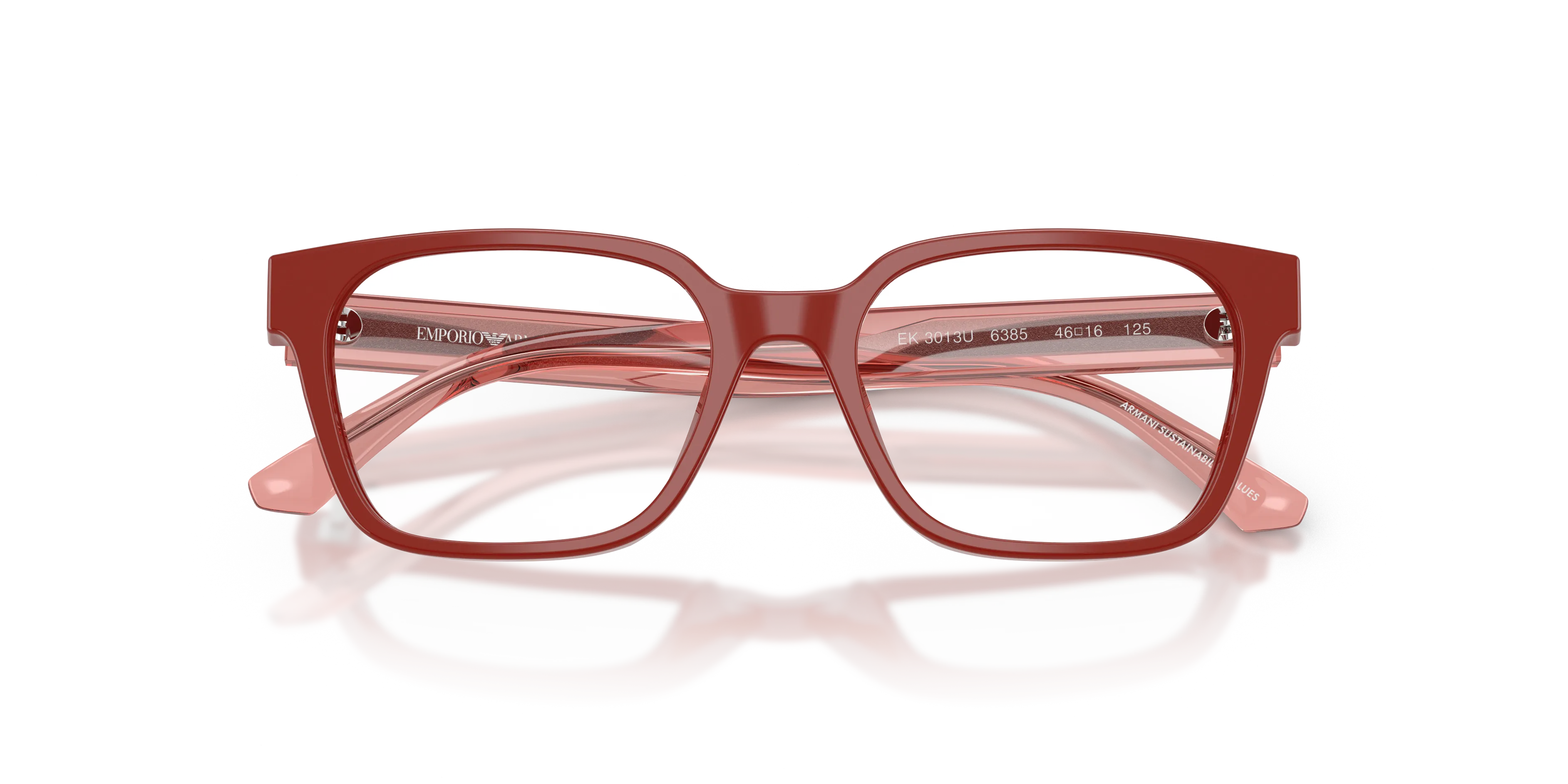 Emporio Armani EK3013U 6385 Montature da vista bambino Acetato Rosso Trasparente Squadrata Normale - immagine 2