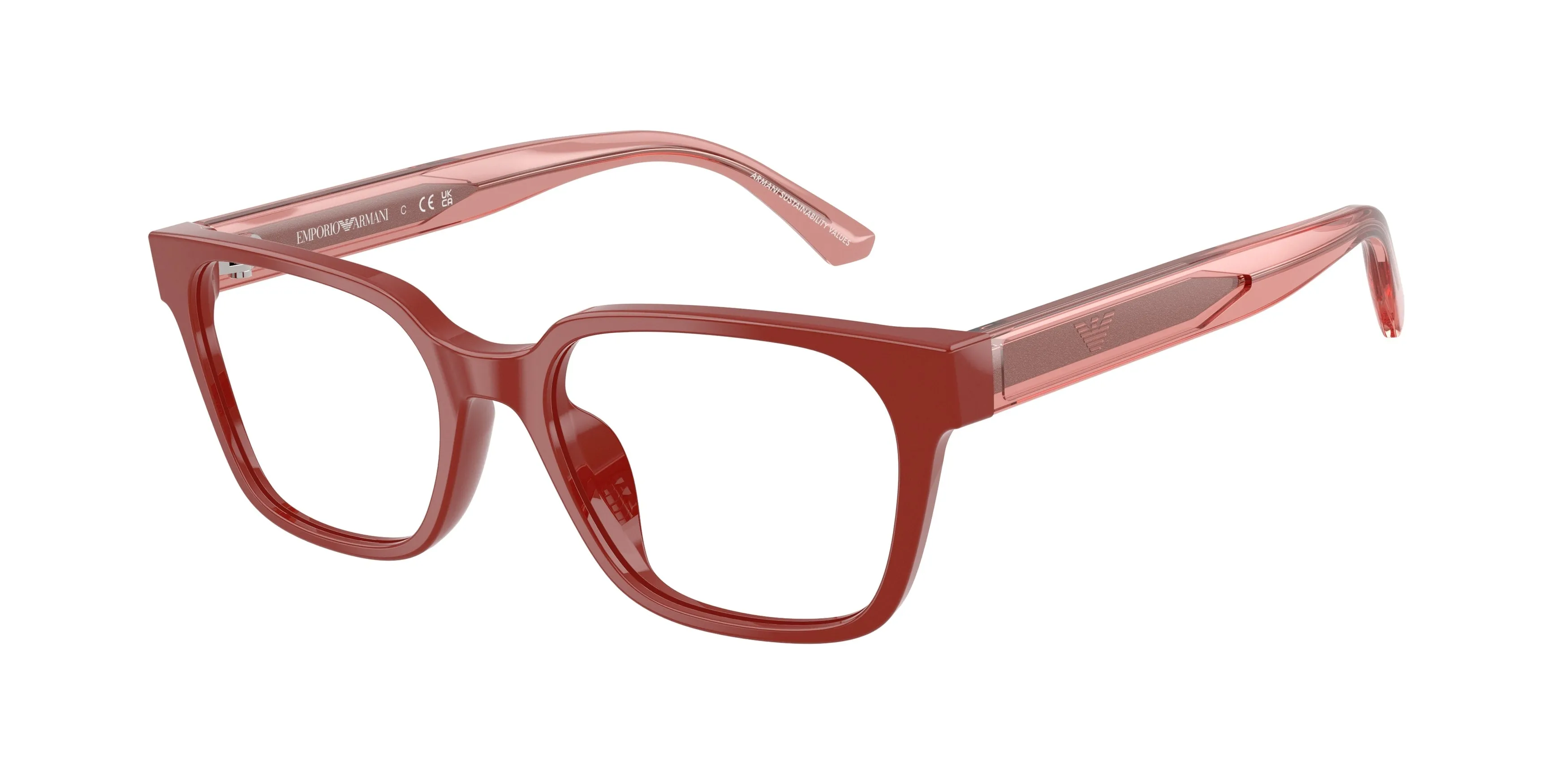 Emporio Armani EK3013U 6385 Montature da vista bambino Acetato Rosso Trasparente Squadrata Normale - immagine 1