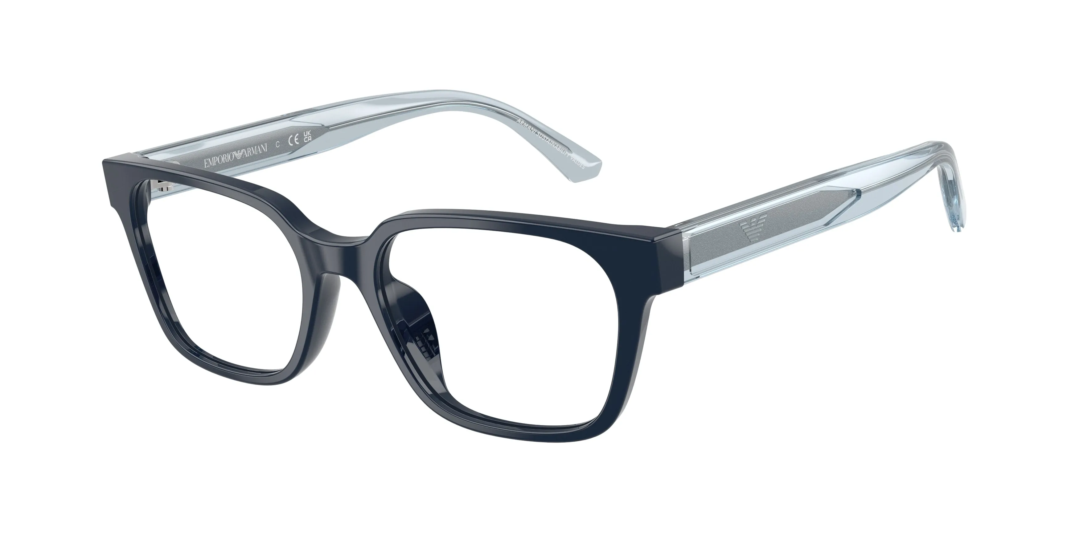 Emporio Armani EK3013U 6382 Montature da vista bambino Acetato Blu Trasparente Squadrata Normale - immagine 1