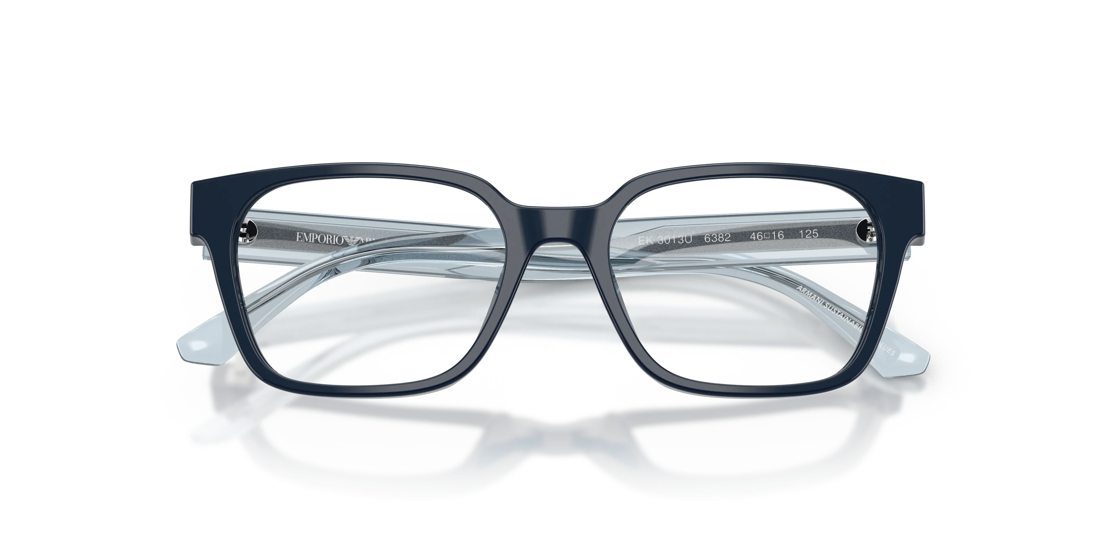 Emporio Armani EK3013U 6382 Montature da vista bambino Acetato Blu Trasparente Squadrata Normale - immagine 2