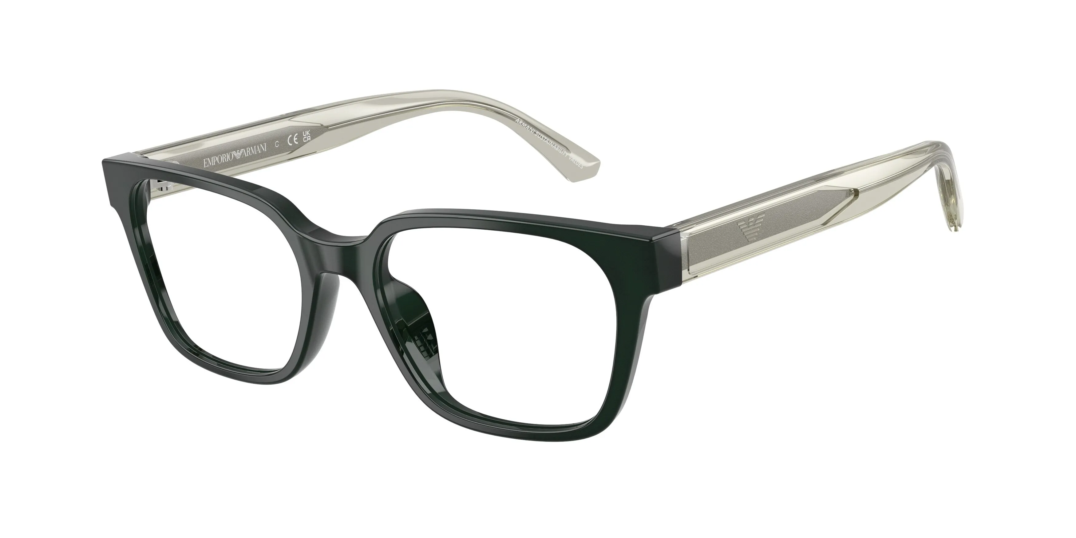 Emporio Armani EK3013U 6381 Montature da vista bambino Acetato Verde Trasparente Squadrata Normale - immagine 1