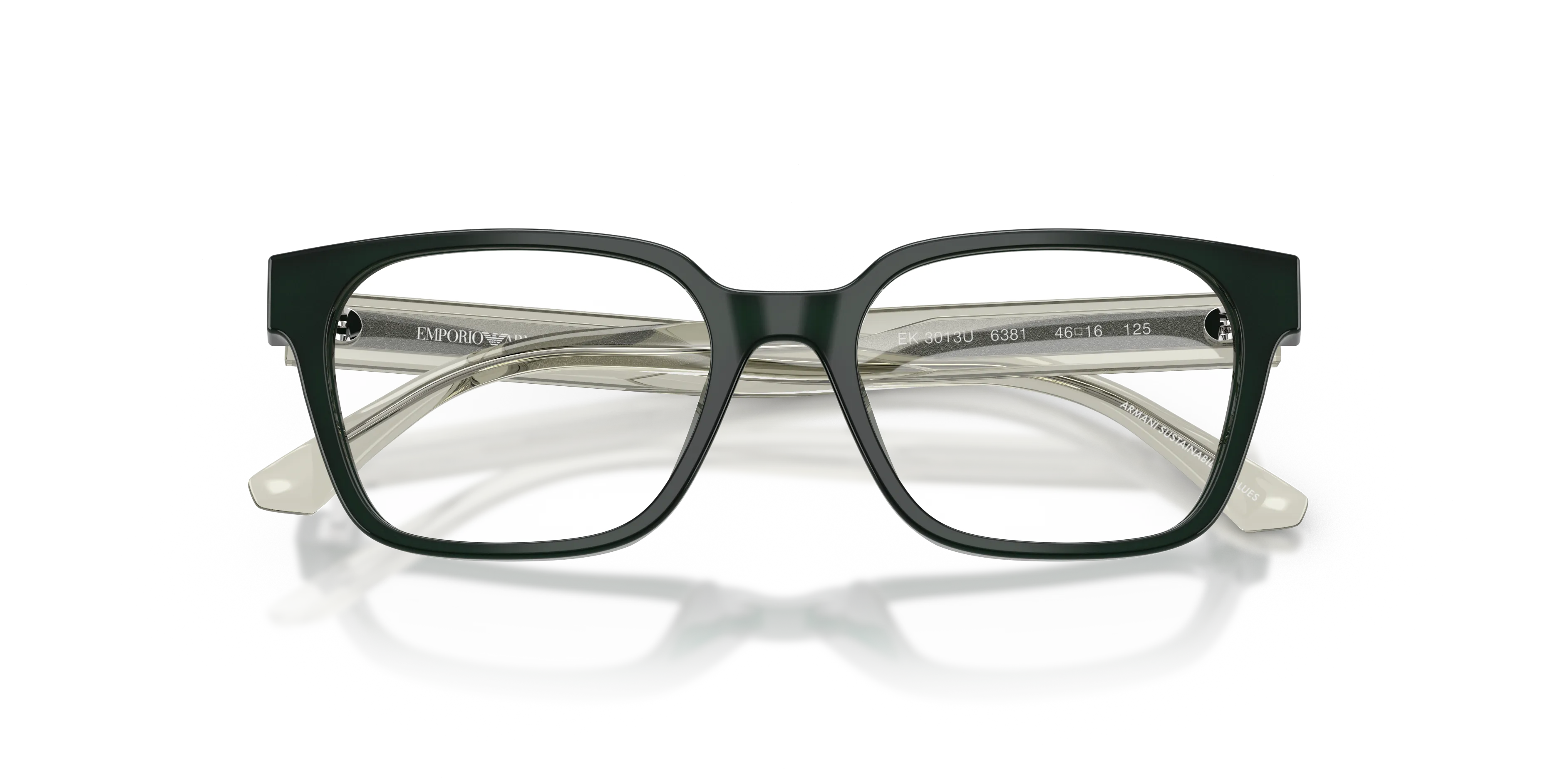 Emporio Armani EK3013U 6381 Montature da vista bambino Acetato Verde Trasparente Squadrata Normale - immagine 2