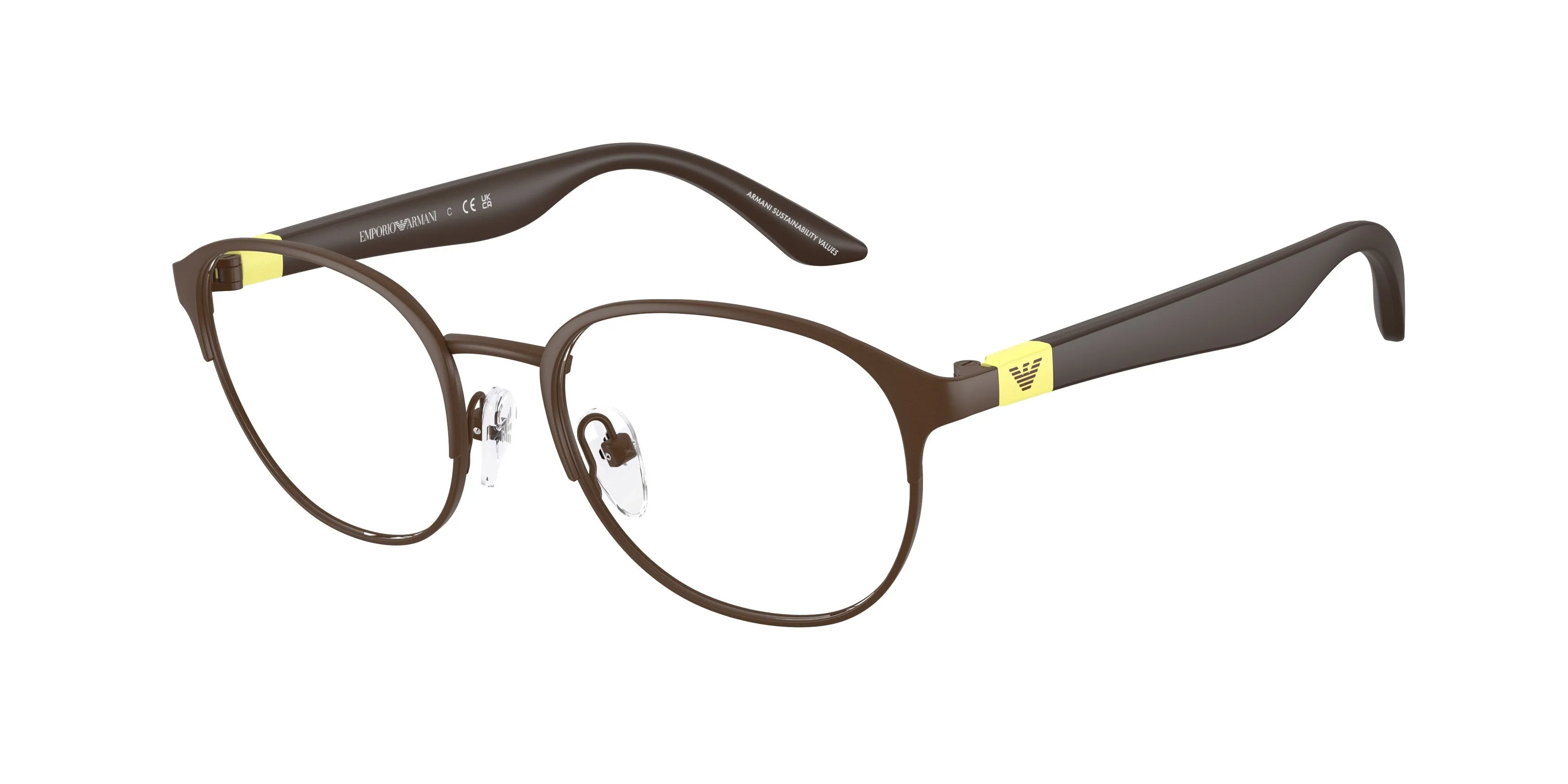 Emporio Armani EK1002 3434 Montature da vista bambino Metallo Marrone Trasparente Pantos Normale - immagine 1