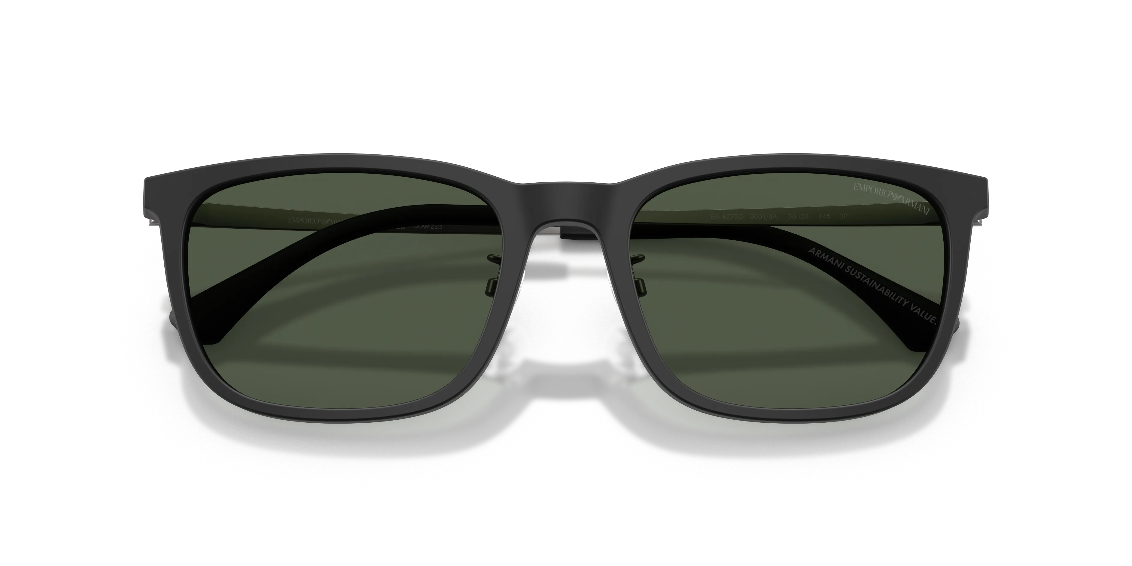 Emporio Armani EA4275D 50019A Occhiali da sole Acetato Nero Verde Squadrata Polarizzata - immagine 2